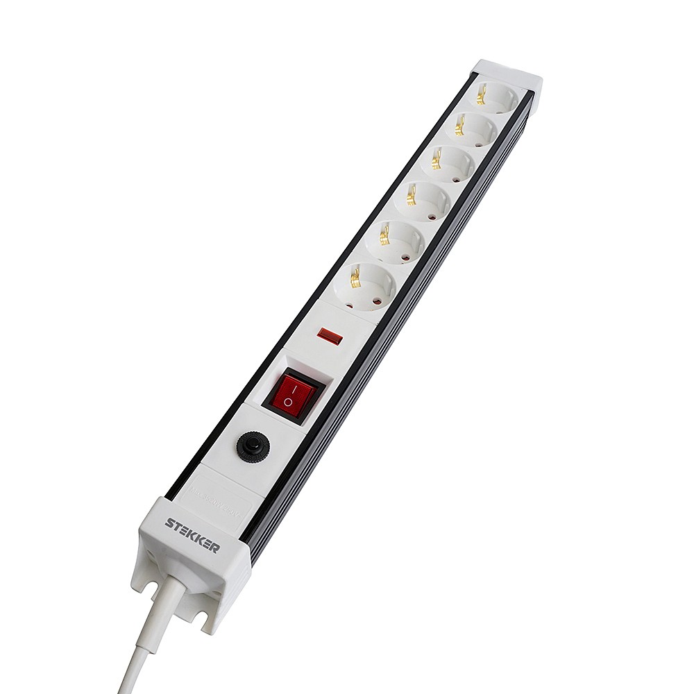 Сетевой фильтр 6-местный с/з 3x1мм2, 1,8 м, Stekker Techno 50150