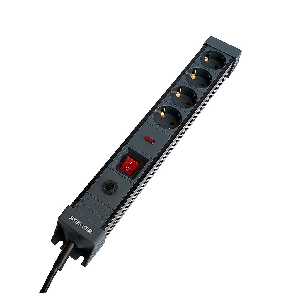 Сетевой фильтр 4-местный с/з 3x1мм2, 5 м, Stekker Techno 50158