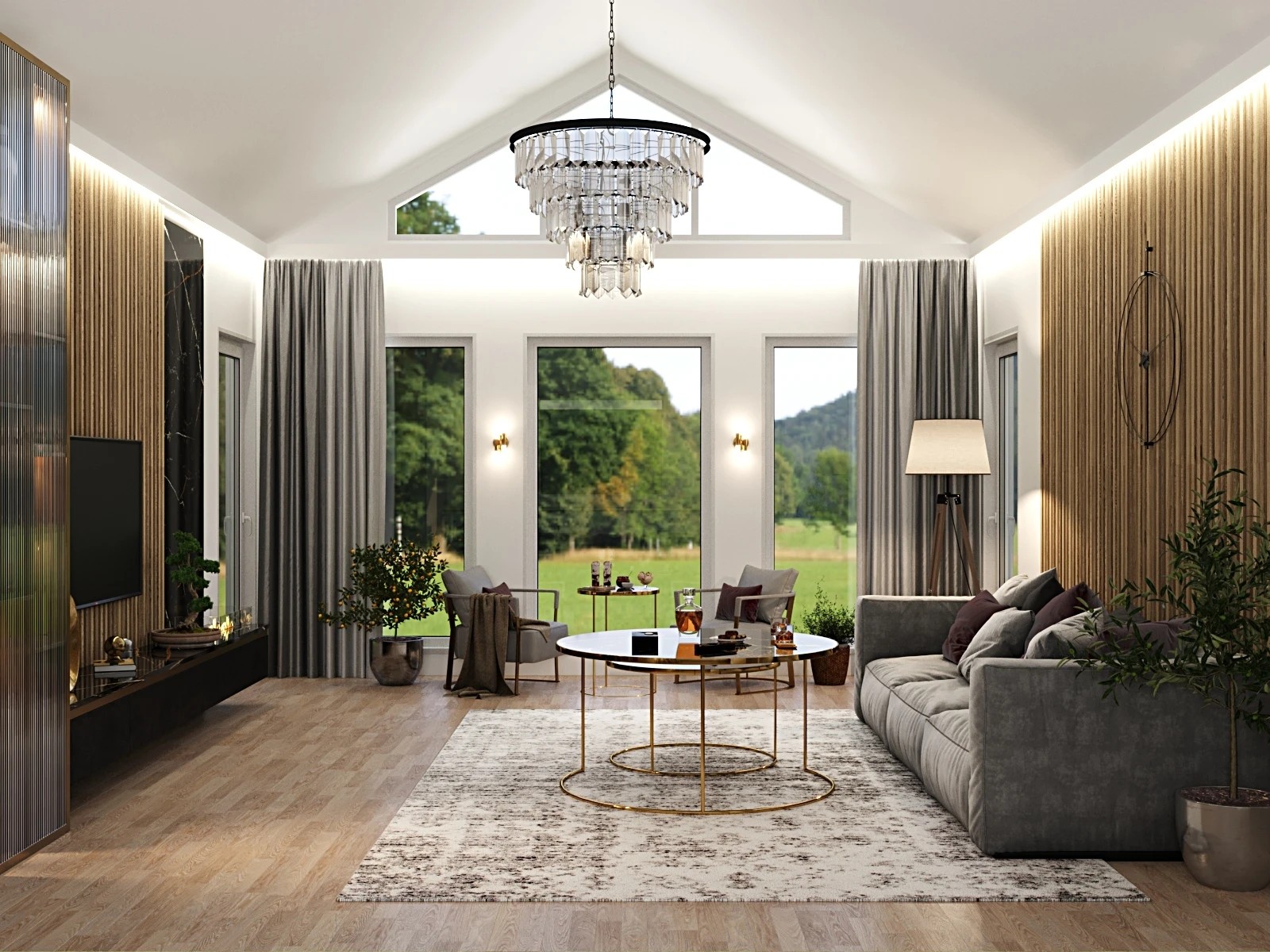 Дизайн гостиной загородного дома