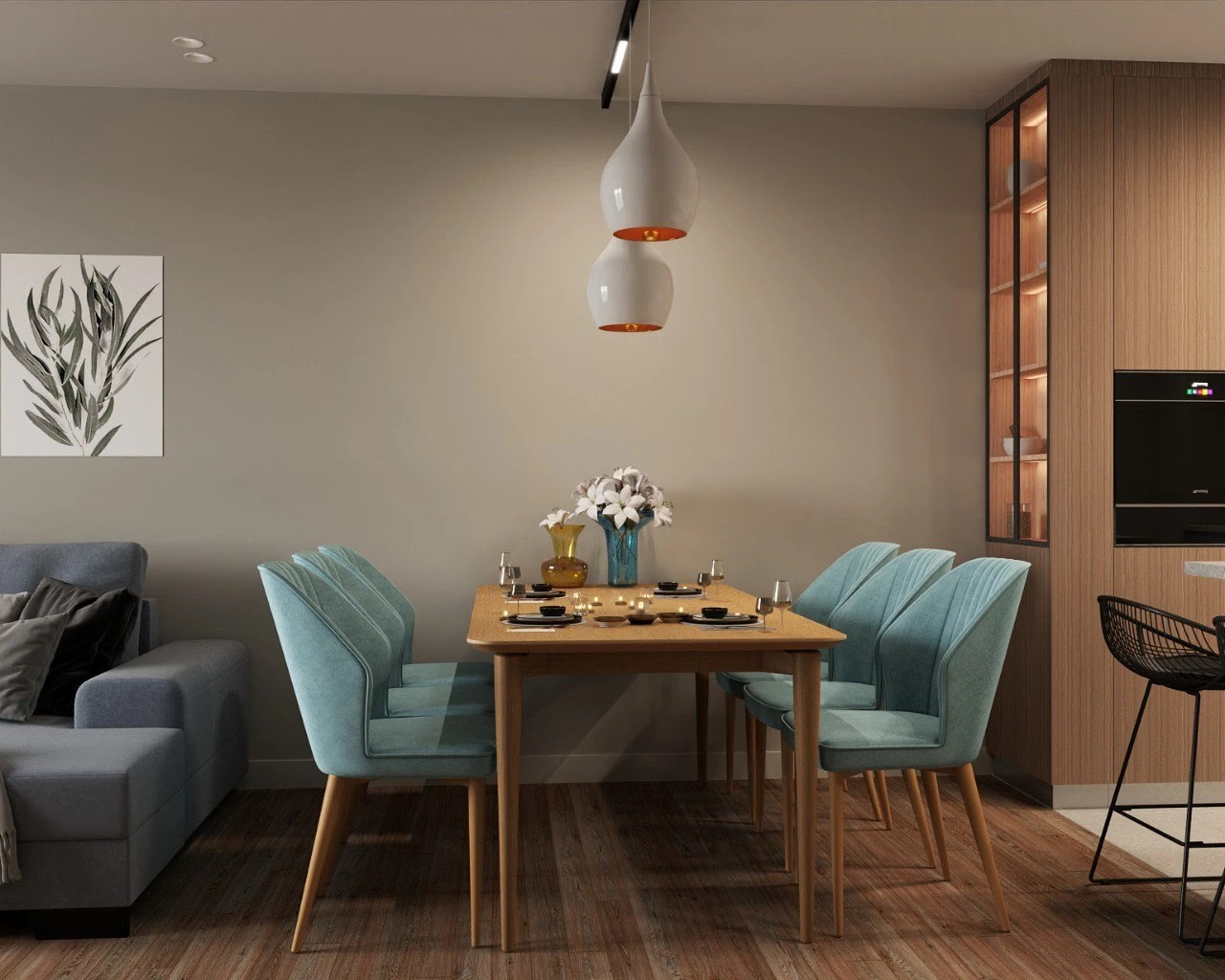 Дизайн-проект КУХНЯ - ГОСТИНАЯ