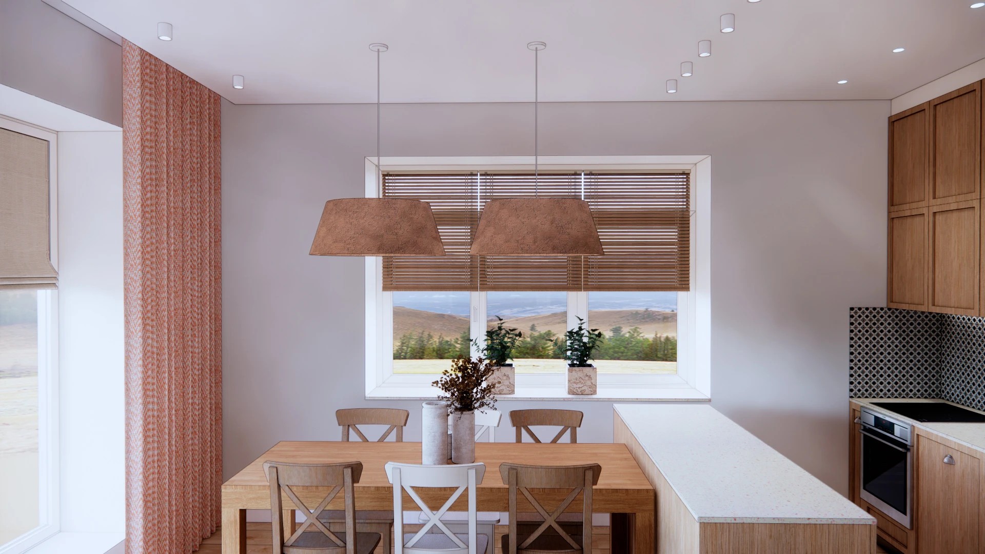 Проект гостиной загородного дома, 25 кв. м