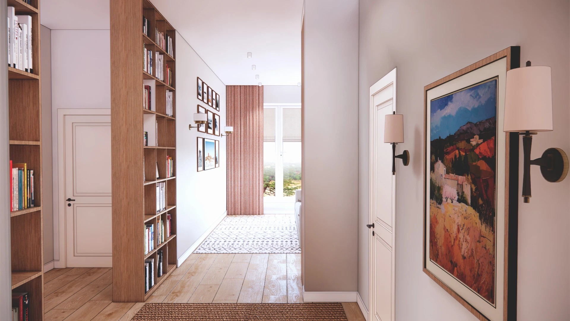 Проект гостиной загородного дома, 25 кв. м