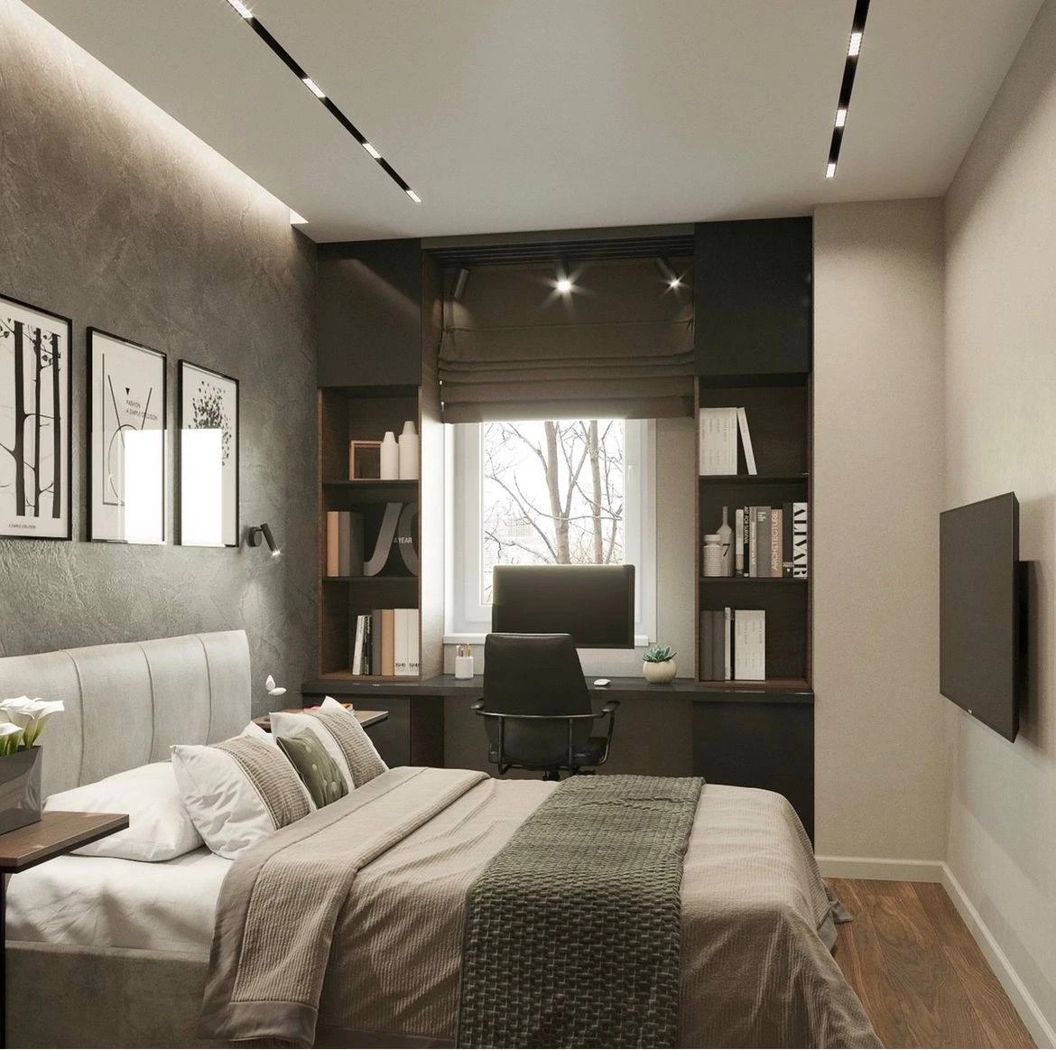 Дизайн-проекты спальни с рабочим местом