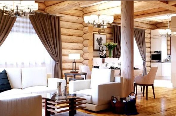 Современный стиль в бревенчатом доме в КП FAMILY CLUB