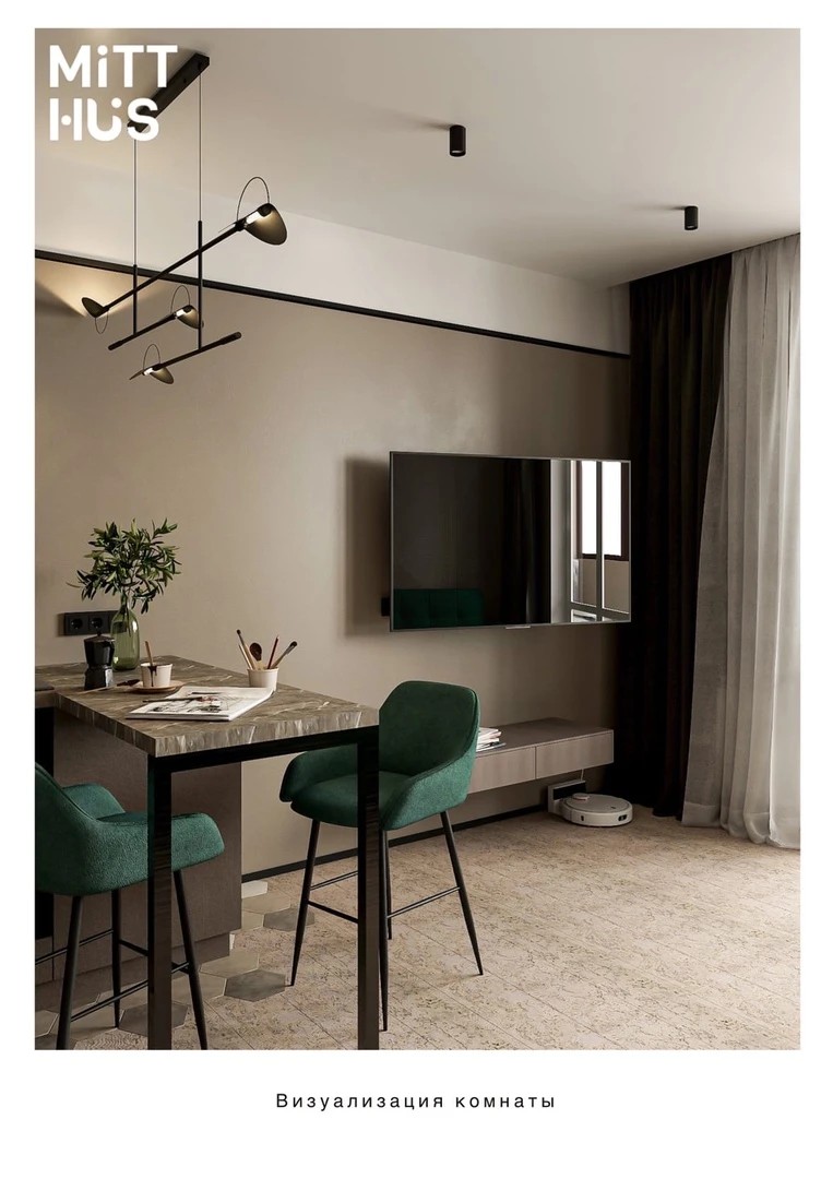 Квартира-студия для девушки с рыжим шпицем в ЖК Звезды столиц