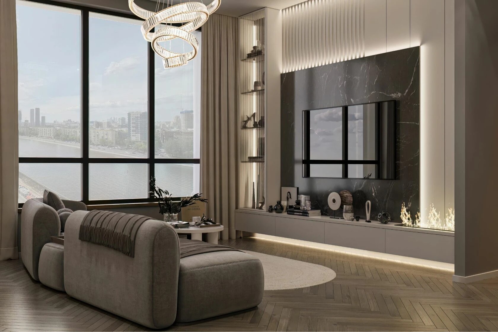 Квартира  в стиле современна классика с чудесными видами на Москву-реку