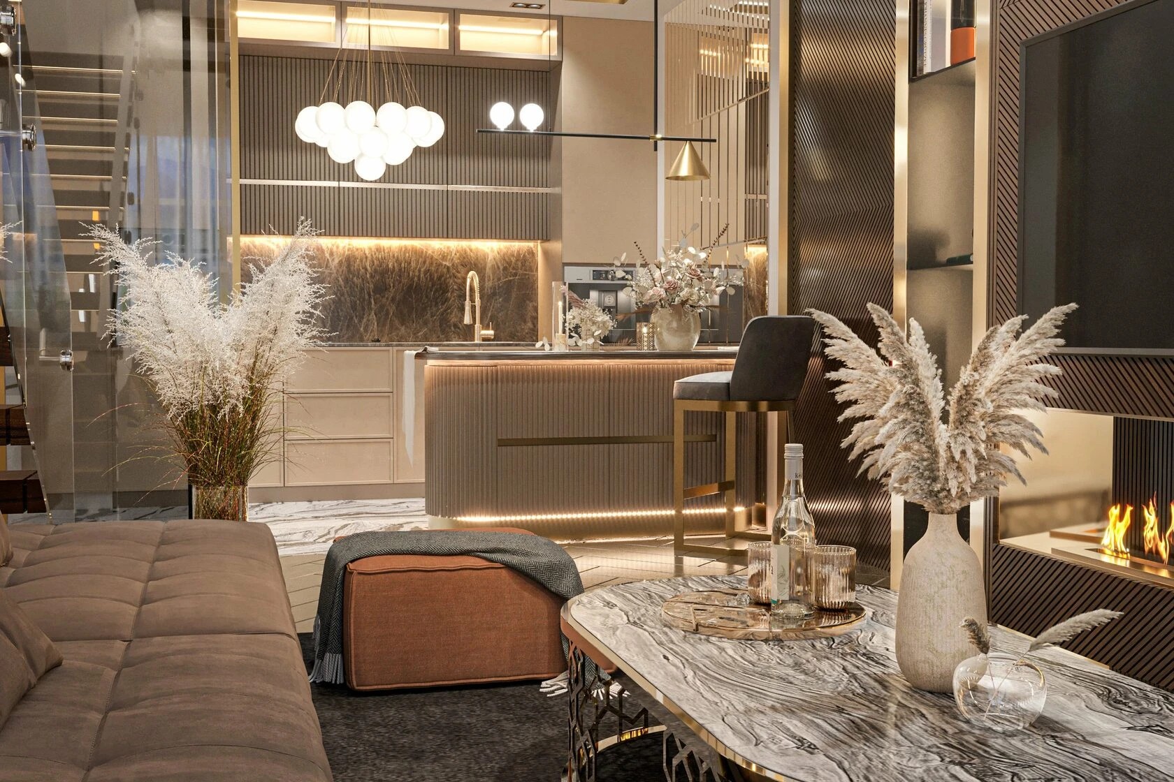 4-комнатная квартира в стиле ар-деко с элементами неоклассики