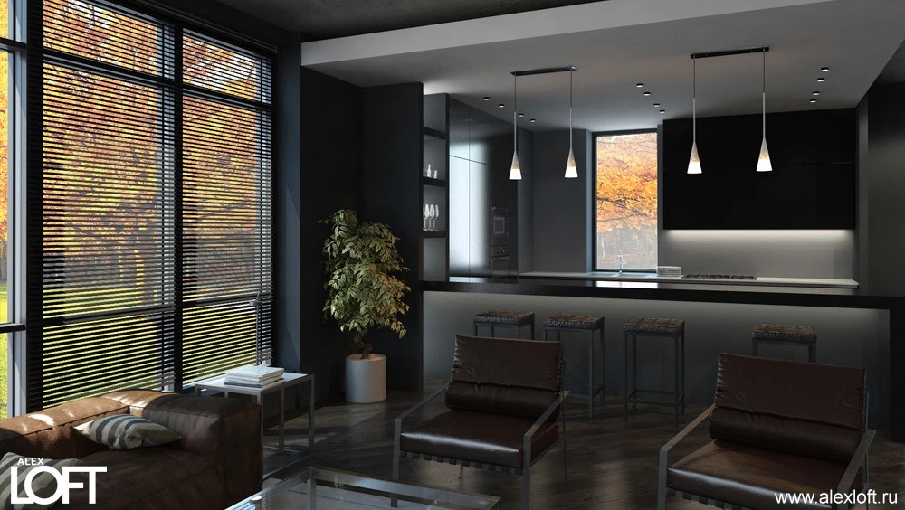 Загородный дом в стиле лофт