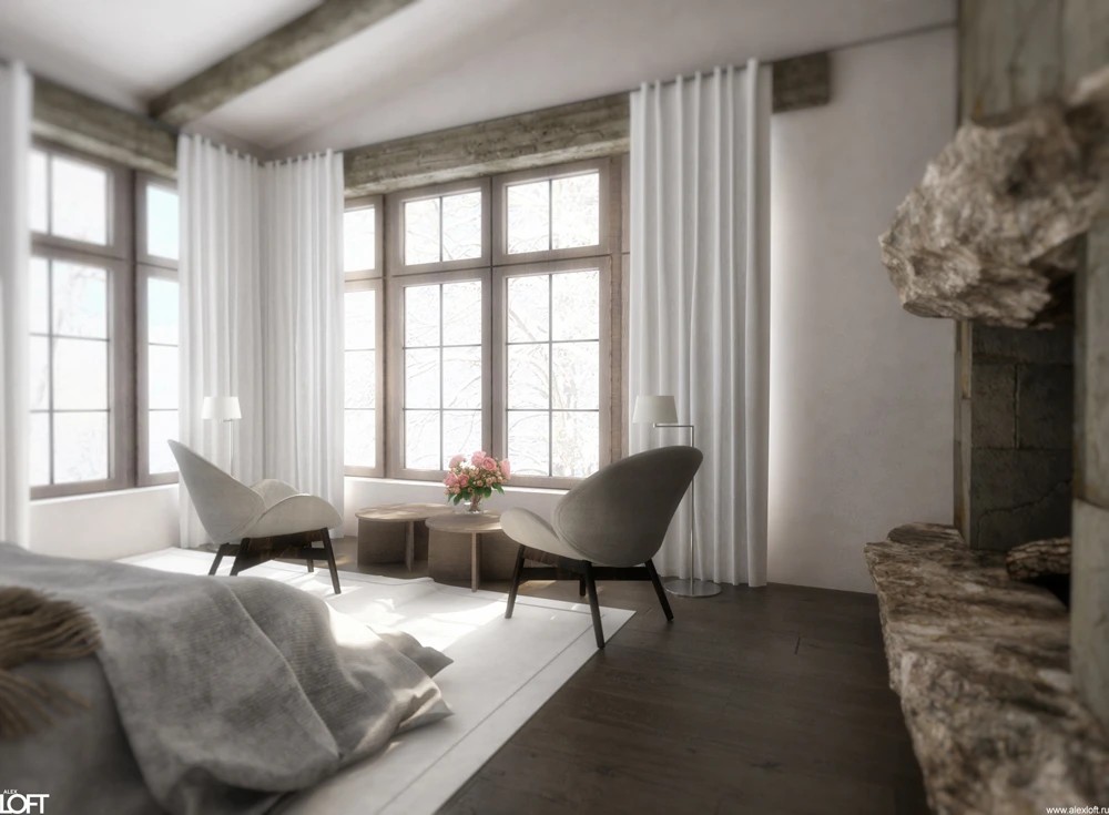 Проект интерьера деревянного дома