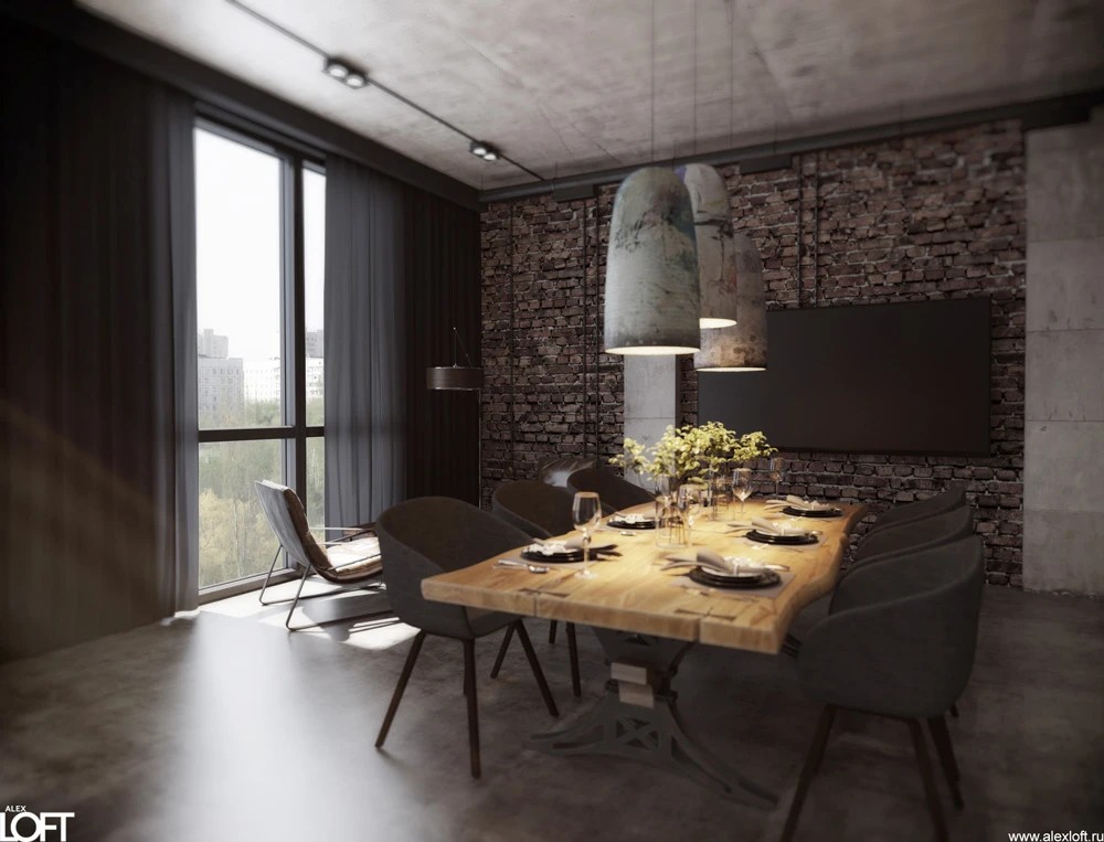 Легкий индустриальный лофт интерьер в «трешке»