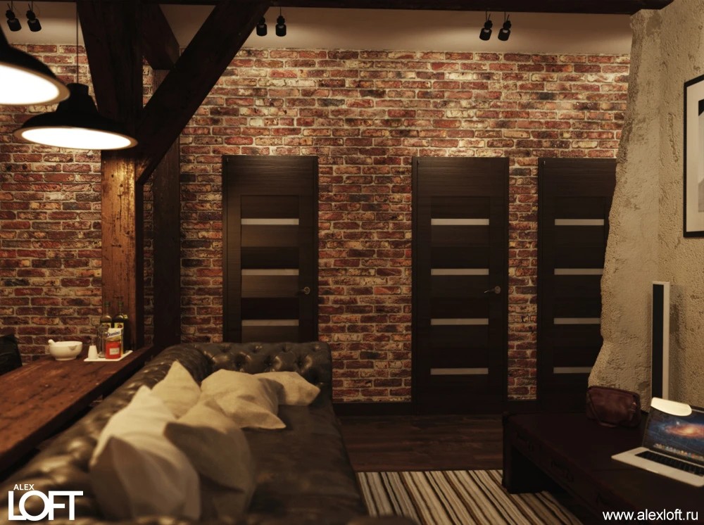 Интерьер квартиры в стиле лофт, Москва