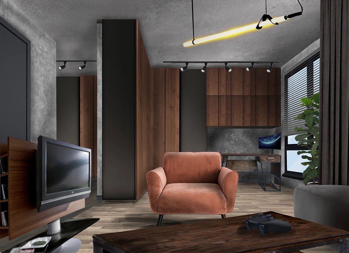 Дизайн интерьера квартиры в стиле Индастриал