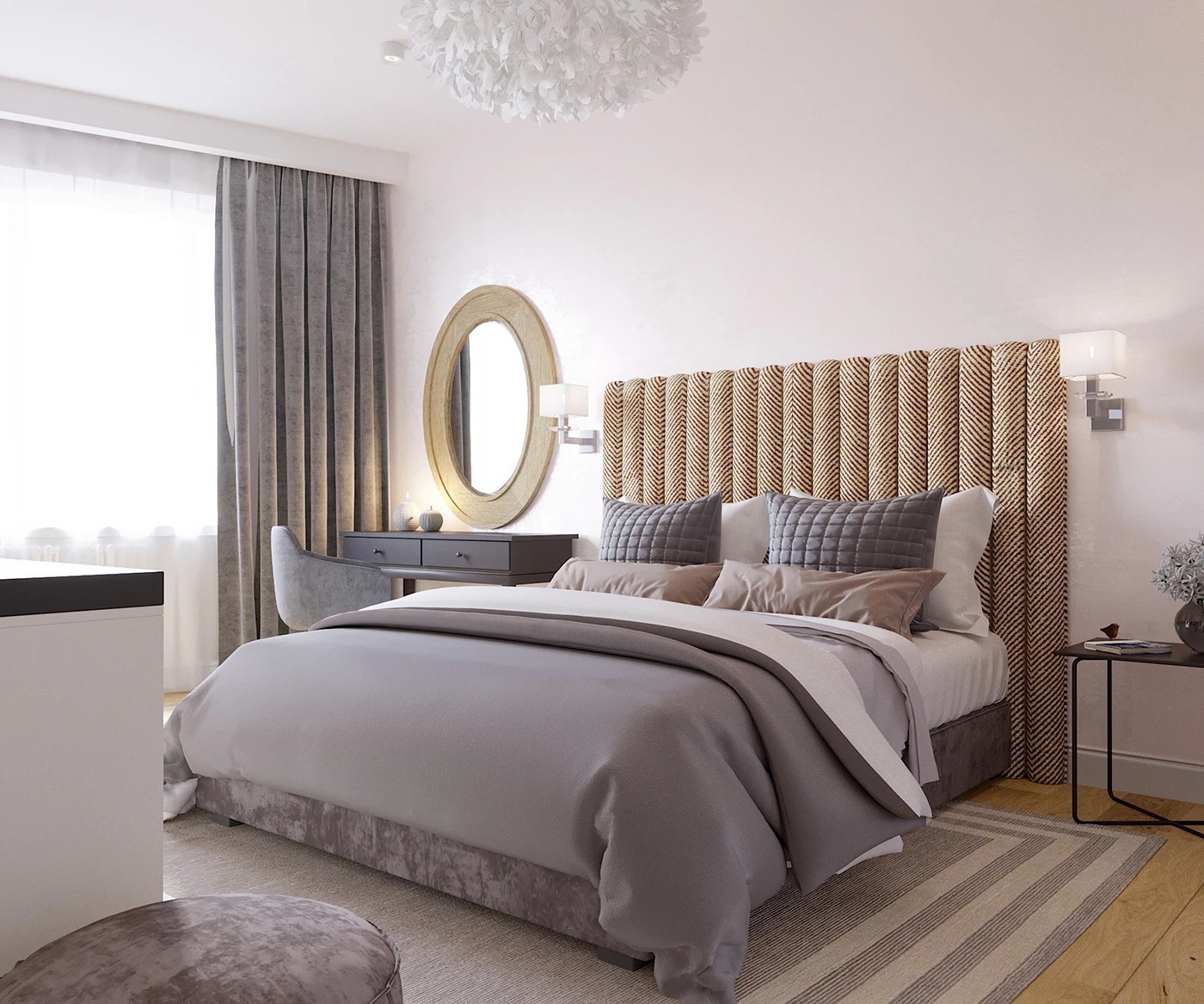 Bedroom in pastel colors