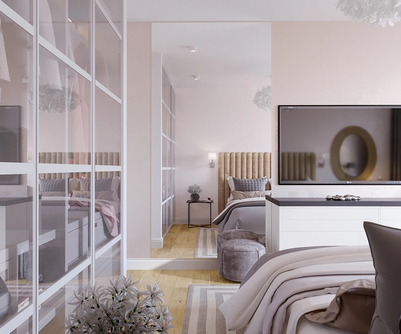 Bedroom in pastel colors