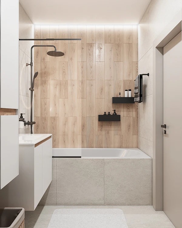 GREY-BLUE BATHROOM IN APARTMENT ON KUZNETSOVA