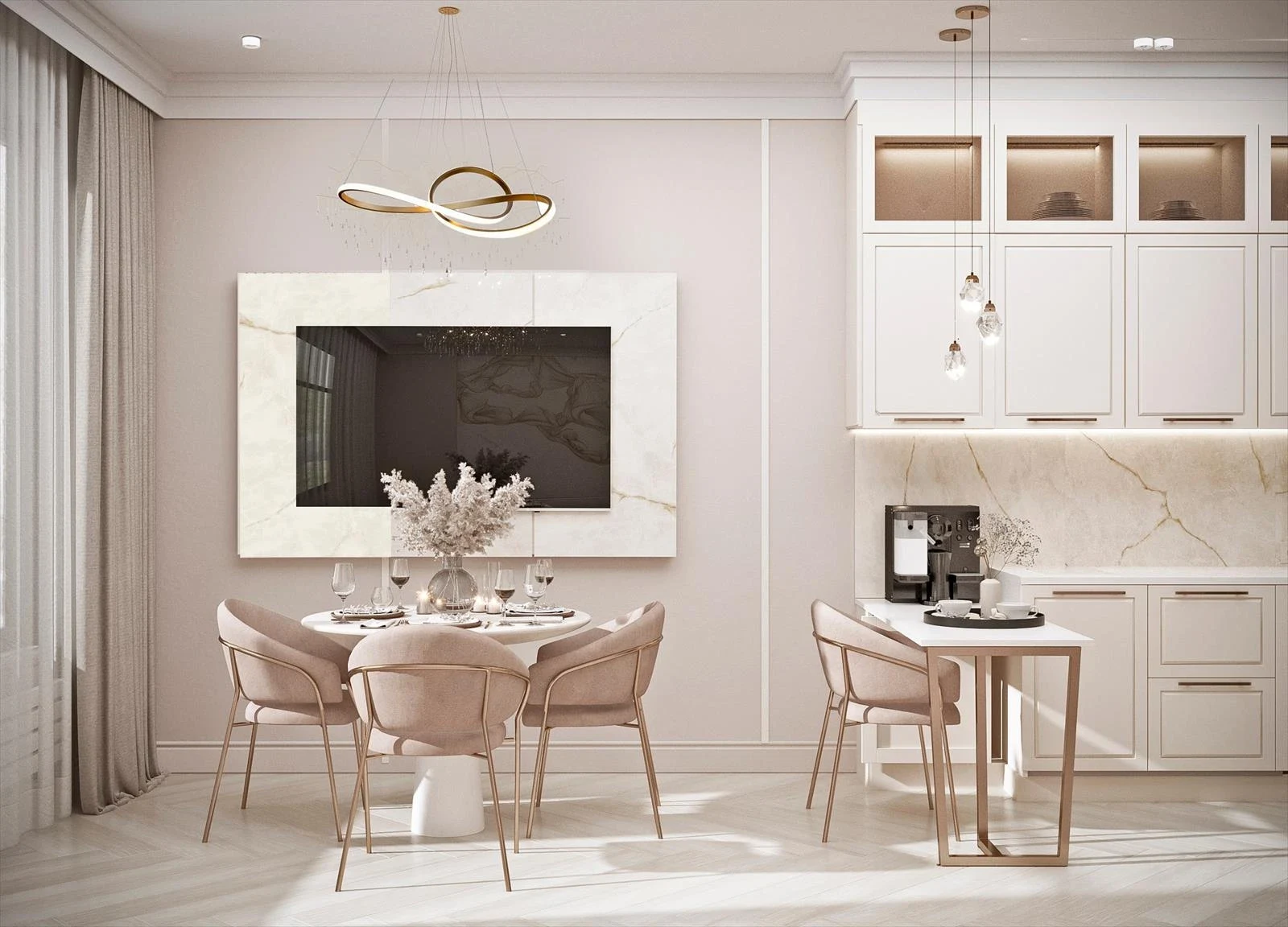 Проект 3-х комнатной квартиры в неоклассическом стиле для девушки