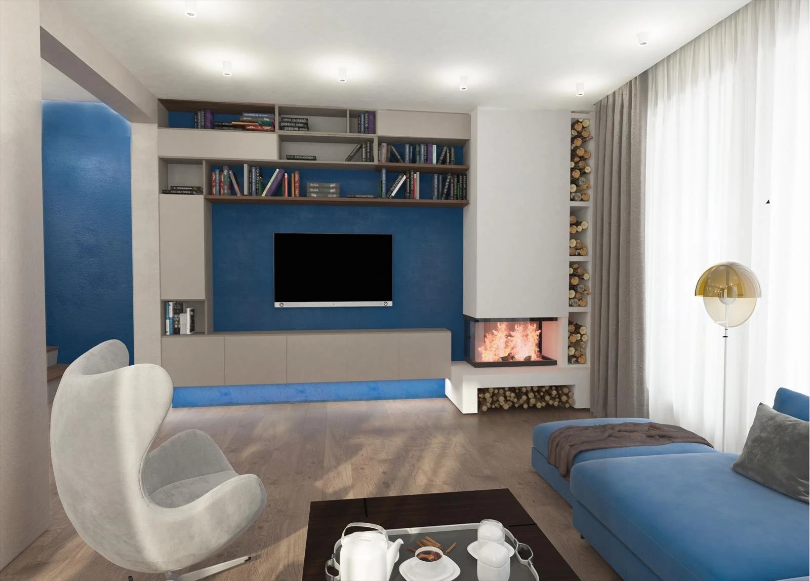 Интерьер первого этажа частного дома