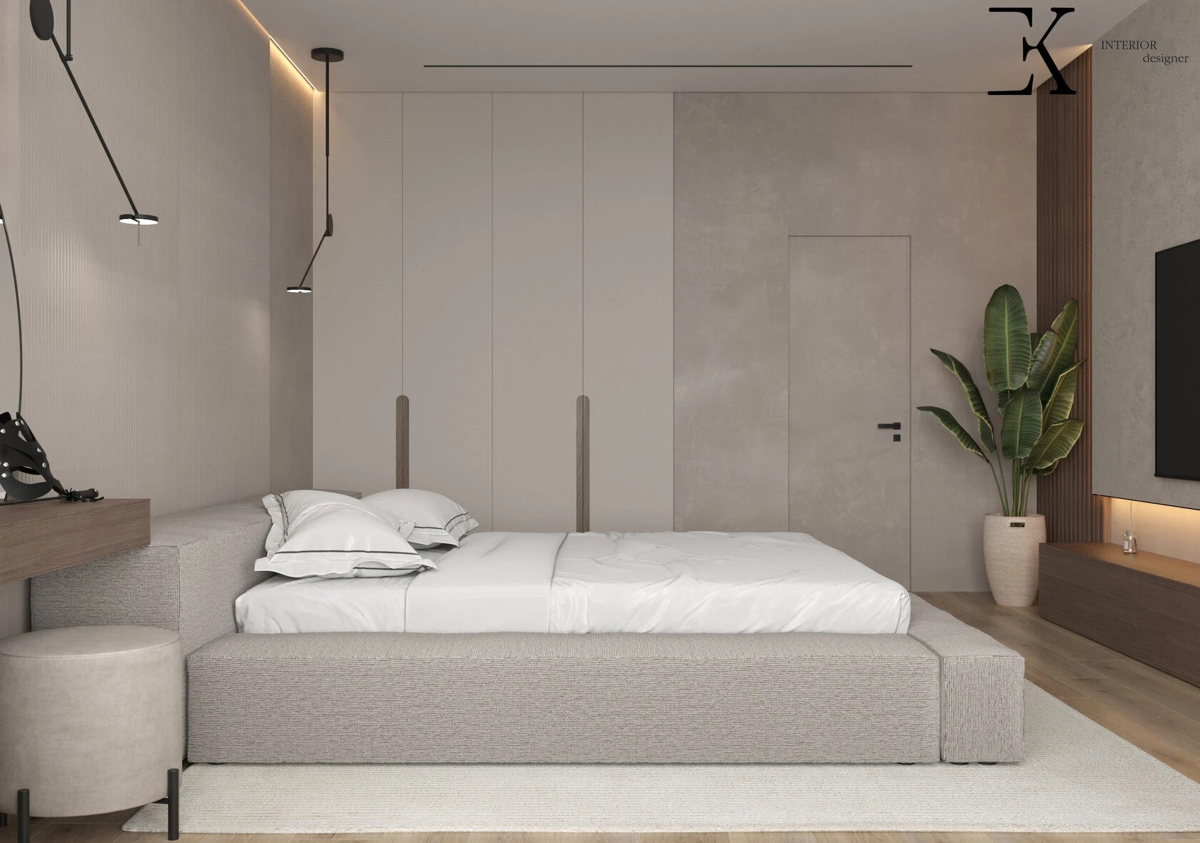 Проект квартиры 85 м2
Спальня в стиле минимализм площадью 24м2