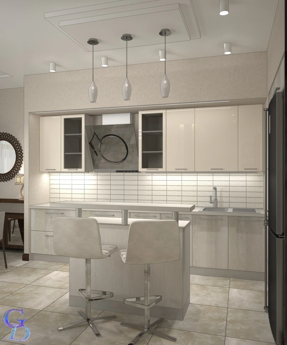 Дизайн-проект гостиной в загородном таунхаусе