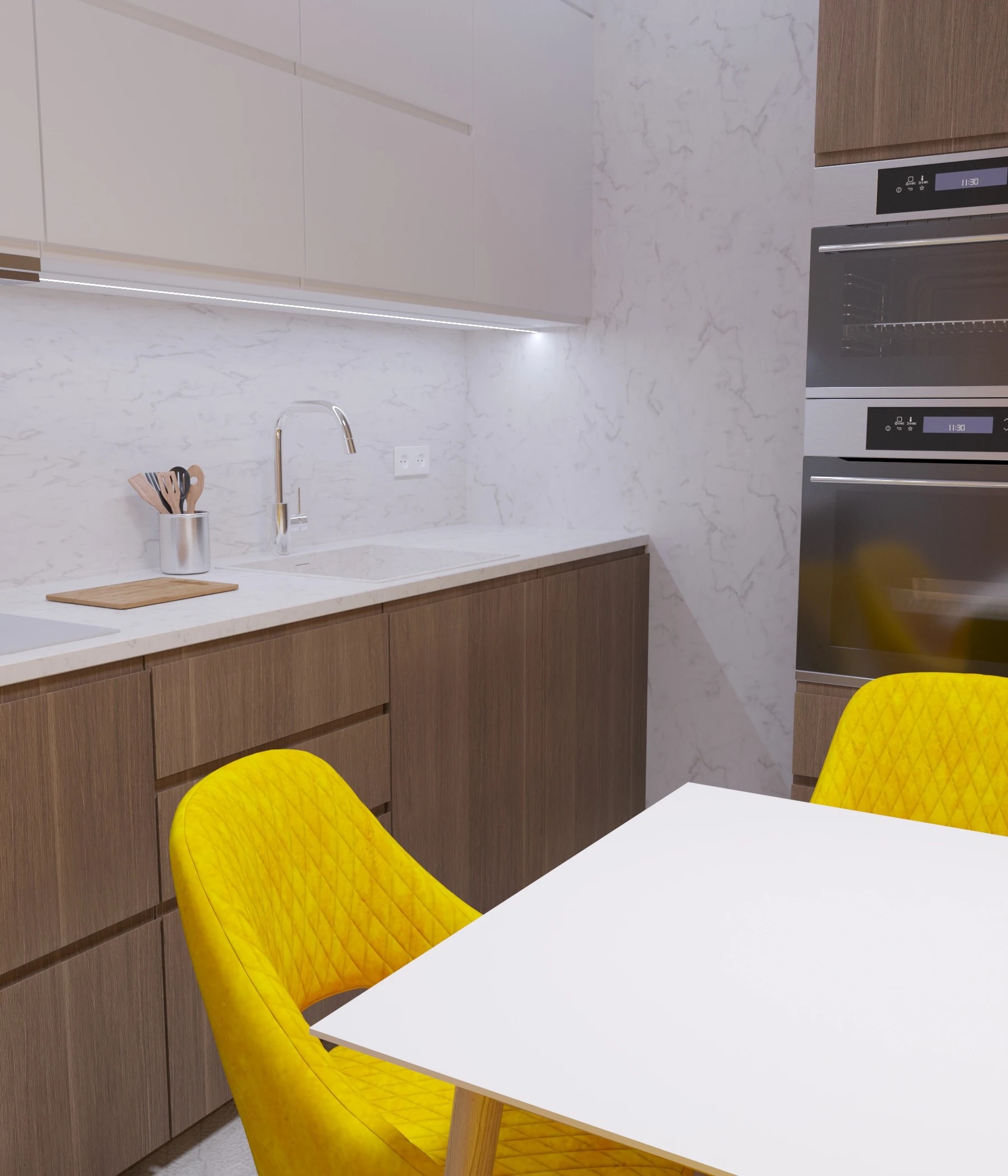 Дизайн квартиры, Кушелевская дорога (кухня, гостинная, прихожая)