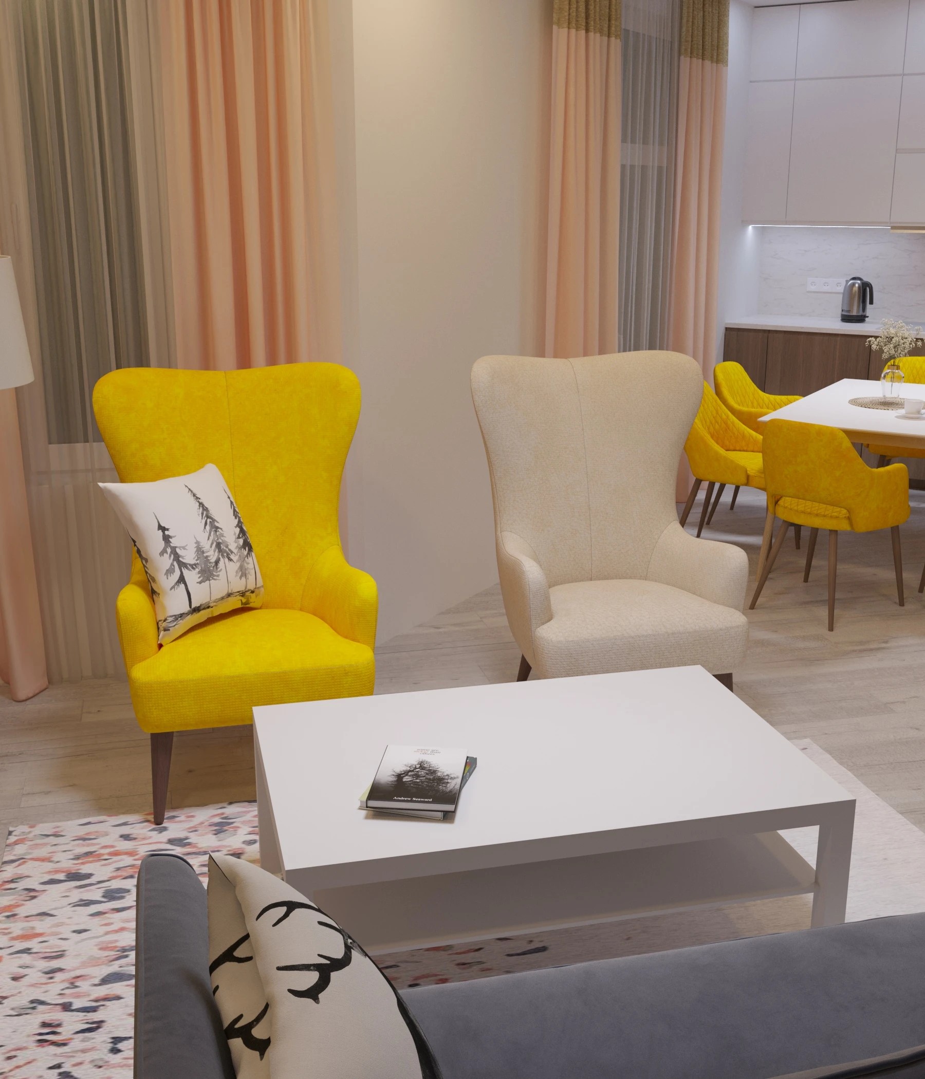 Дизайн квартиры, Кушелевская дорога (кухня, гостинная, прихожая)