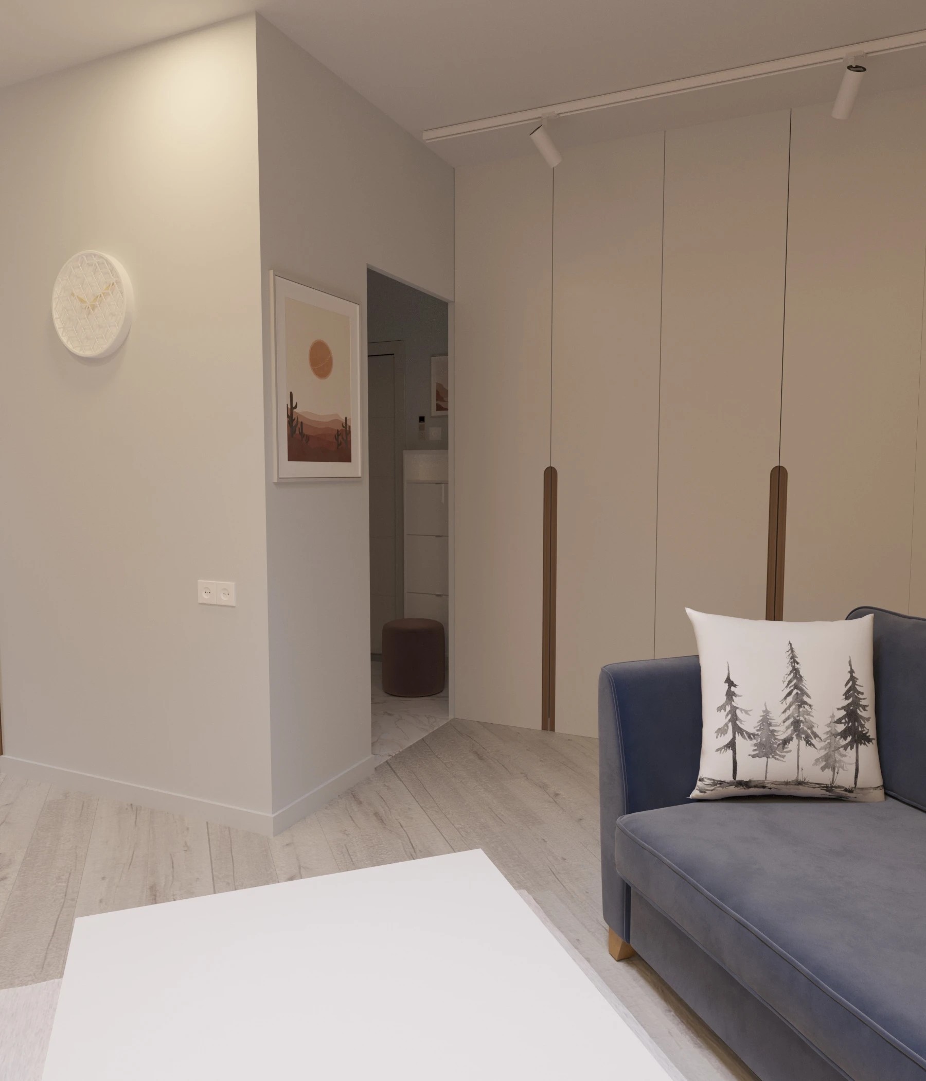 Дизайн квартиры, Кушелевская дорога (кухня, гостинная, прихожая)