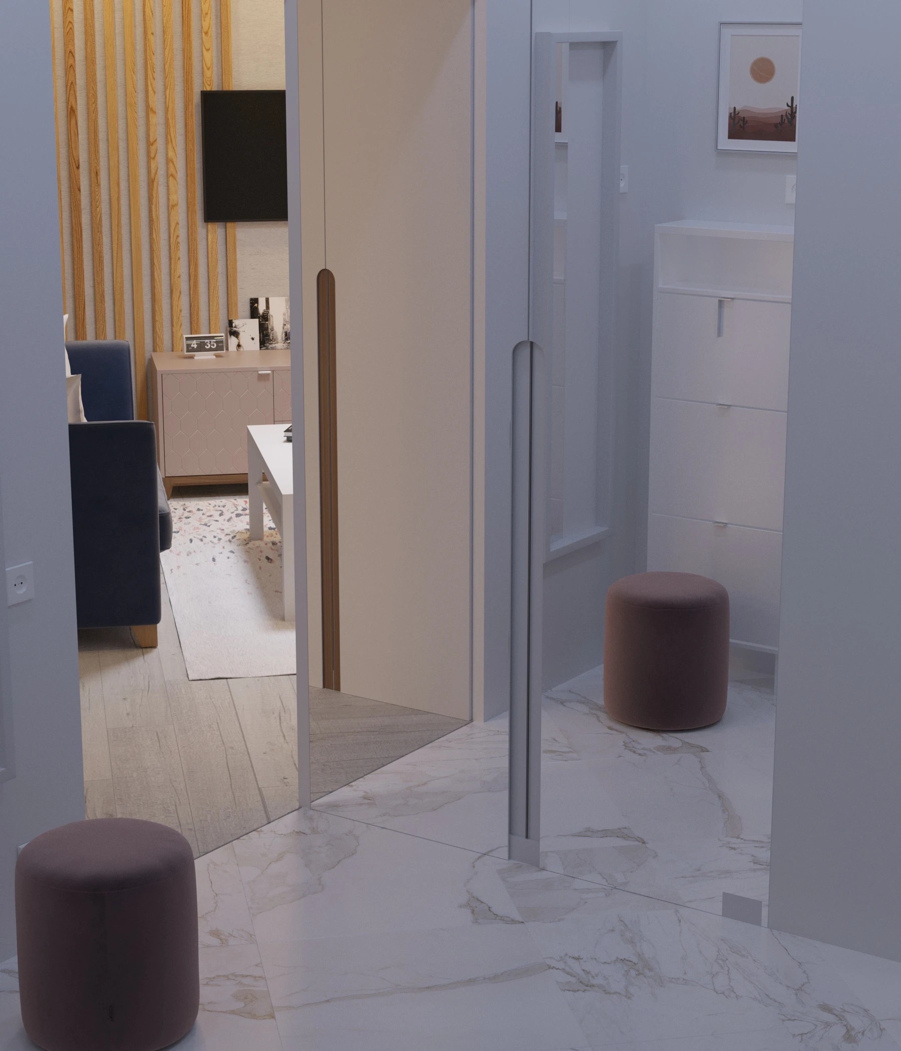 Дизайн квартиры, Кушелевская дорога (кухня, гостинная, прихожая)