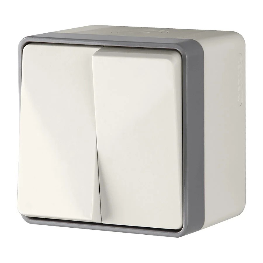 Выключатель Werkel WL15-03-02/ Выключатель двухклавишный влагозащищенный Gallant (слоновая кость)