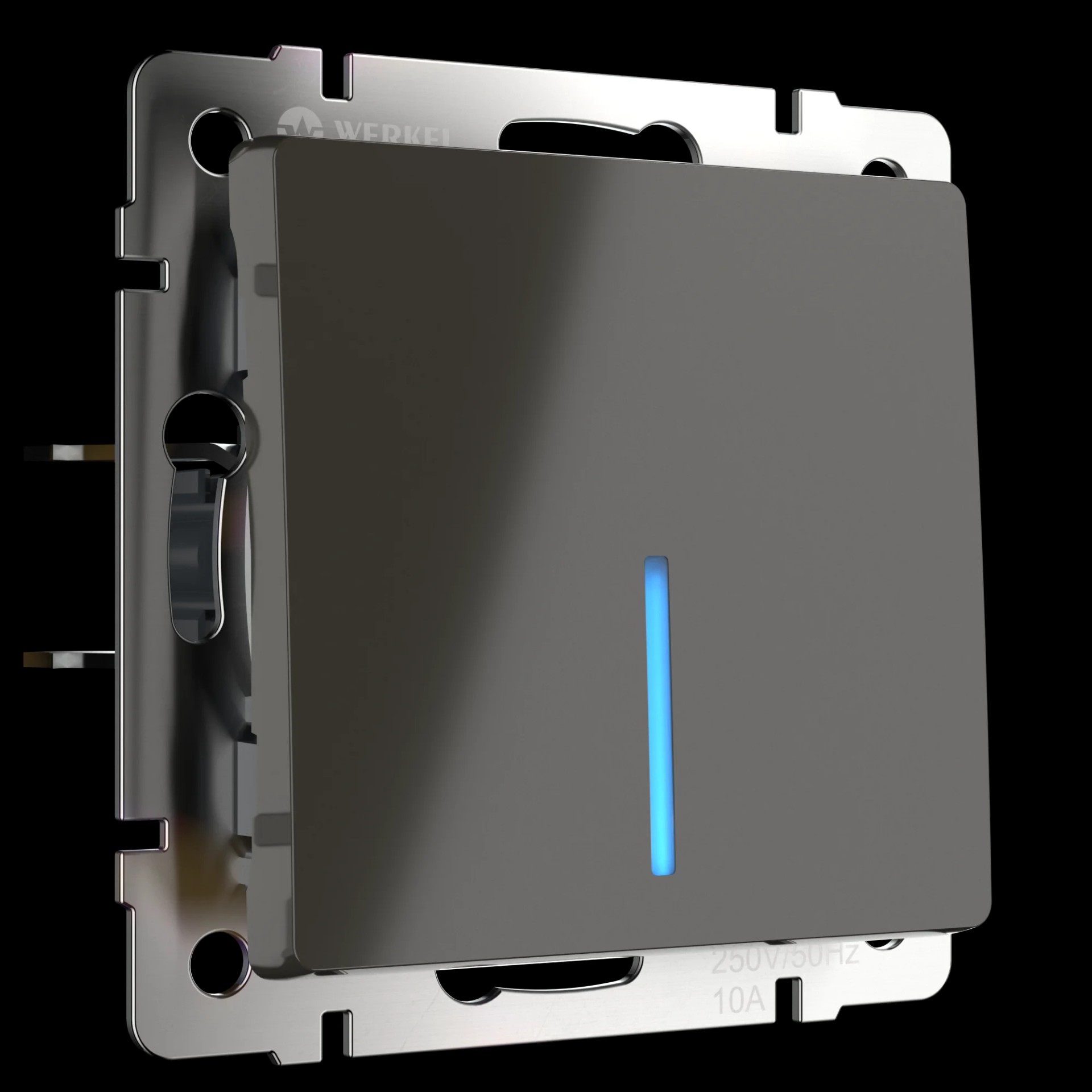 Выключатель Werkel Серо-коричневый WL07-SW-1G-2W-LED/Выключатель одноклавишный проходной с подсветкой (серо-коричневый)