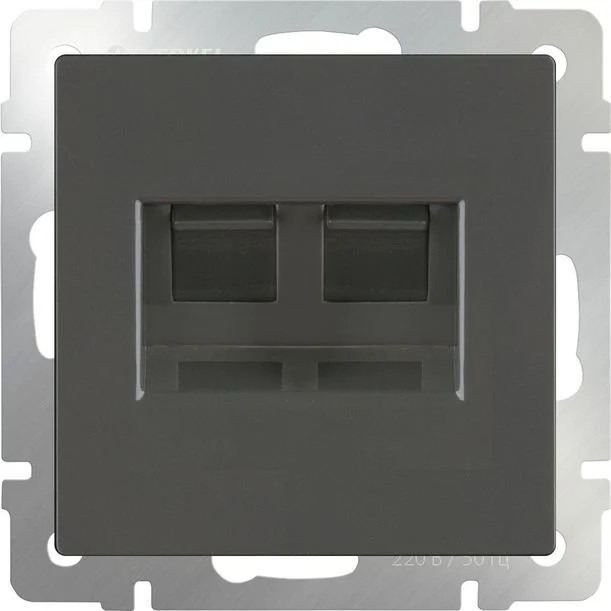 Розетка Werkel Серо-коричневый WL07-RJ45+RJ45 / Розетка двойная Ethernet RJ-45 (серо-коричневый)