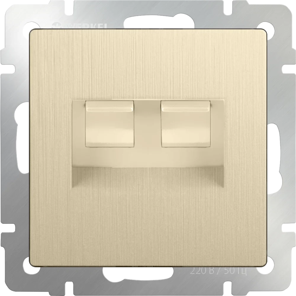 Розетка Werkel Шампань рифленый WL10-RJ11-45 / Розетка телефонная RJ-11 и Еthernet RJ-45 (шампань рифленый)