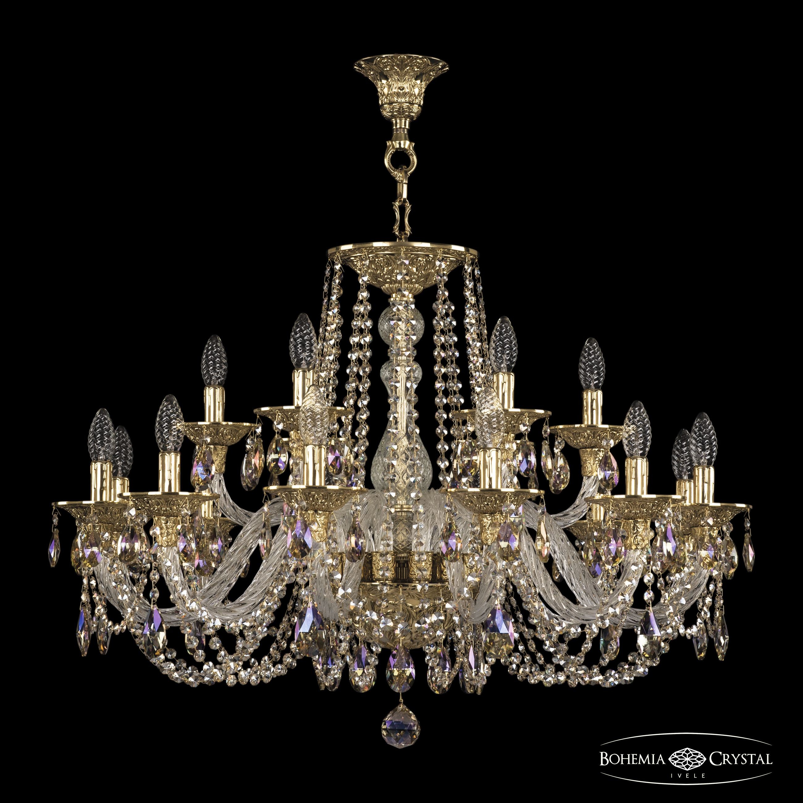 Подвесная хрустальная люстра 1602 Bohemia 16102/12+6/300 G R801