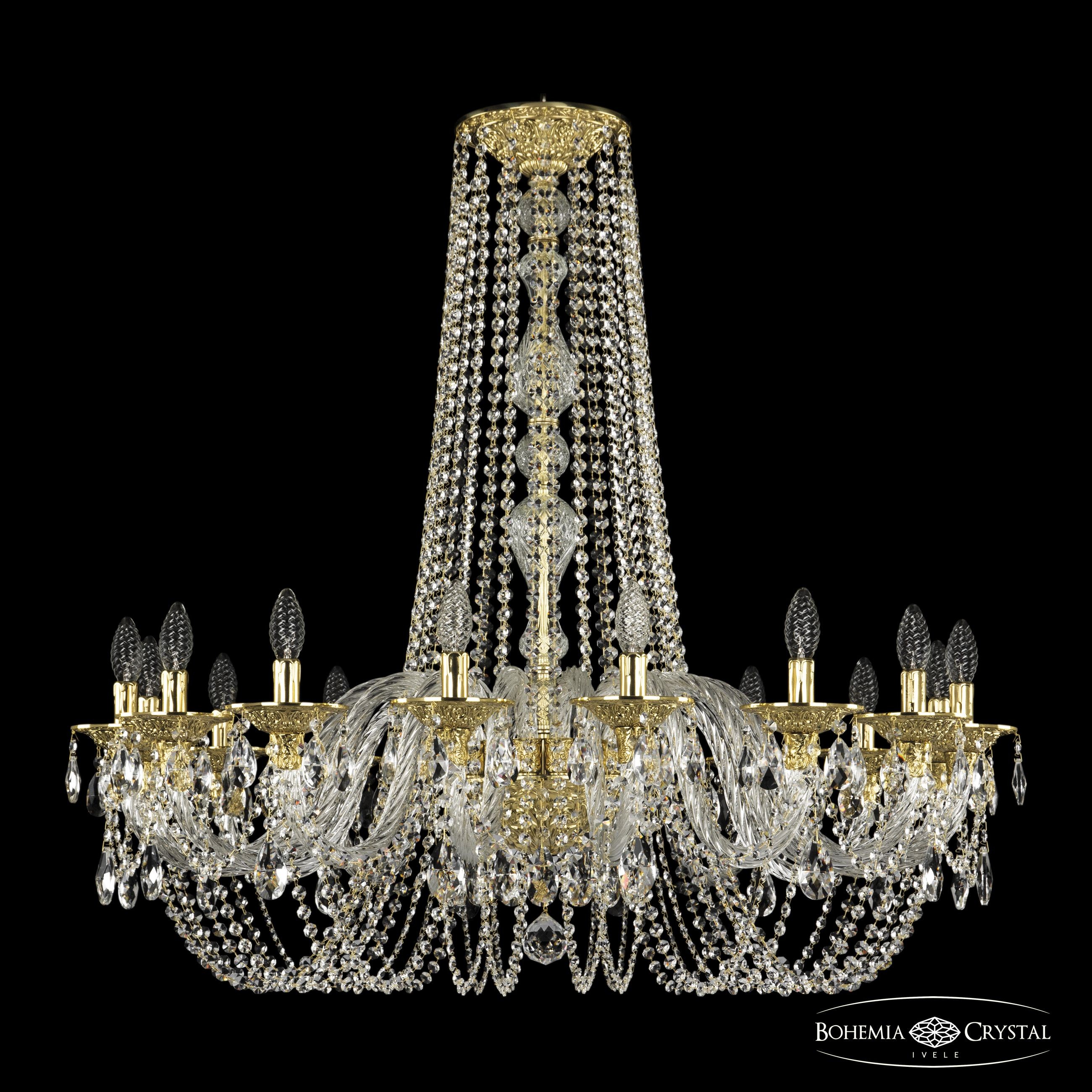 Подвесная хрустальная люстра 1602 Bohemia 16102/12/360/h-96 G
