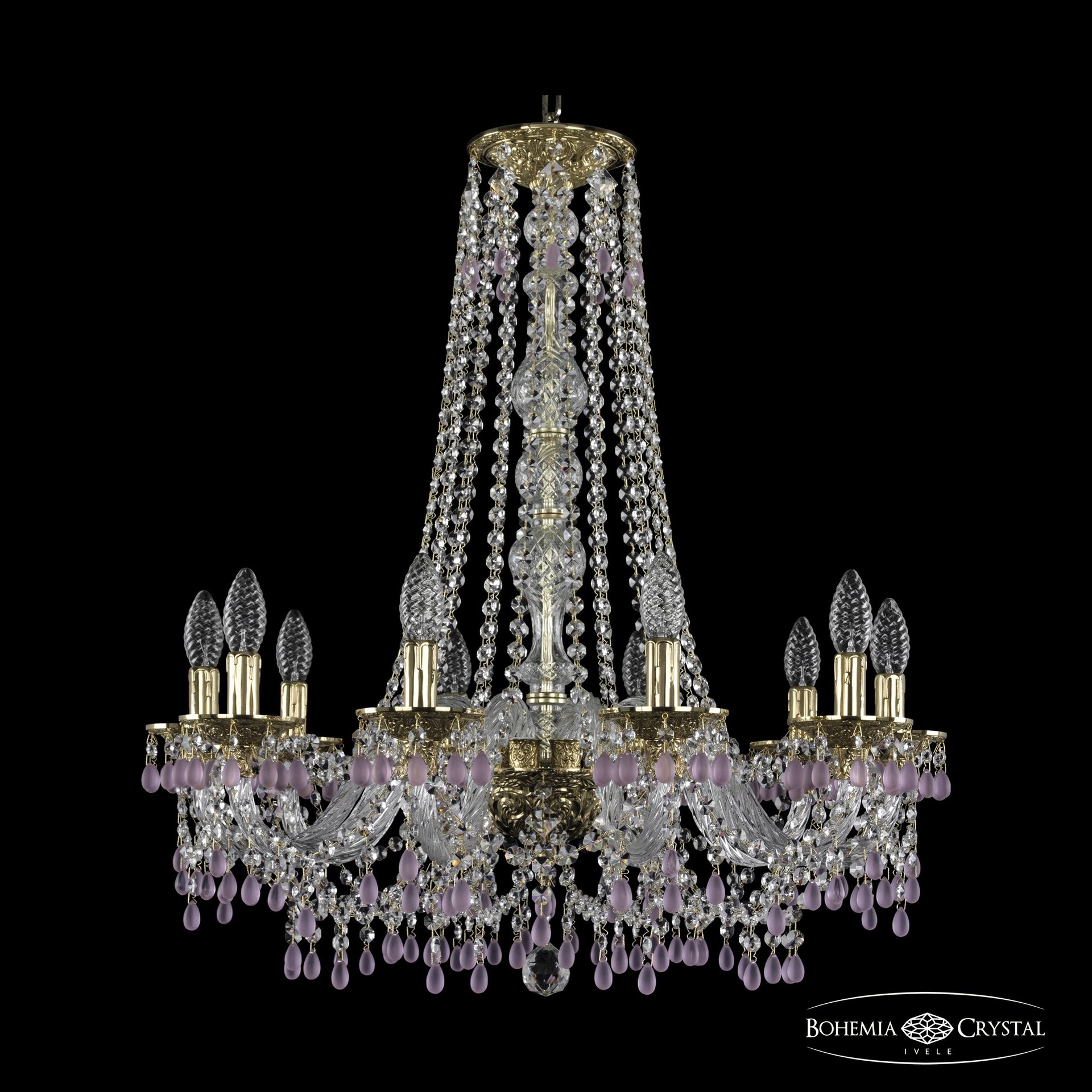 Подвесная хрустальная люстра 1610 Bohemia 16110/10/240/h-75 G V7010