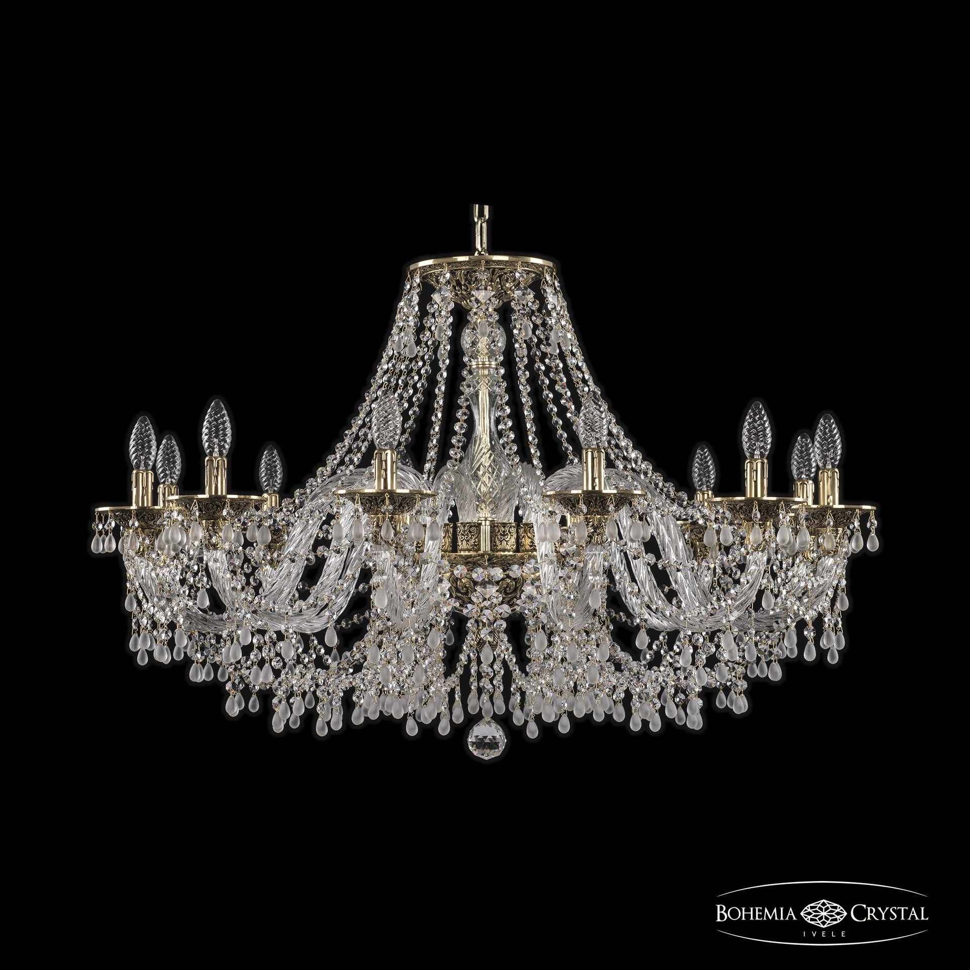 Подвесная хрустальная люстра 1610 Bohemia 16110/12/360 GB V0300
