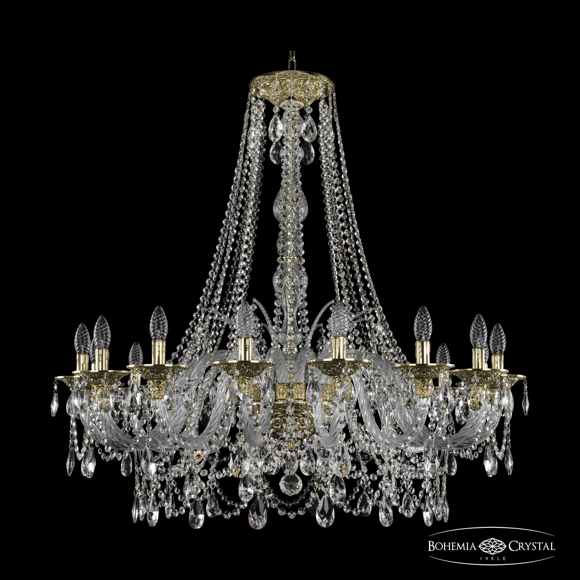 Подвесная хрустальная люстра 1611 Bohemia 16111/16/360/h-100 G