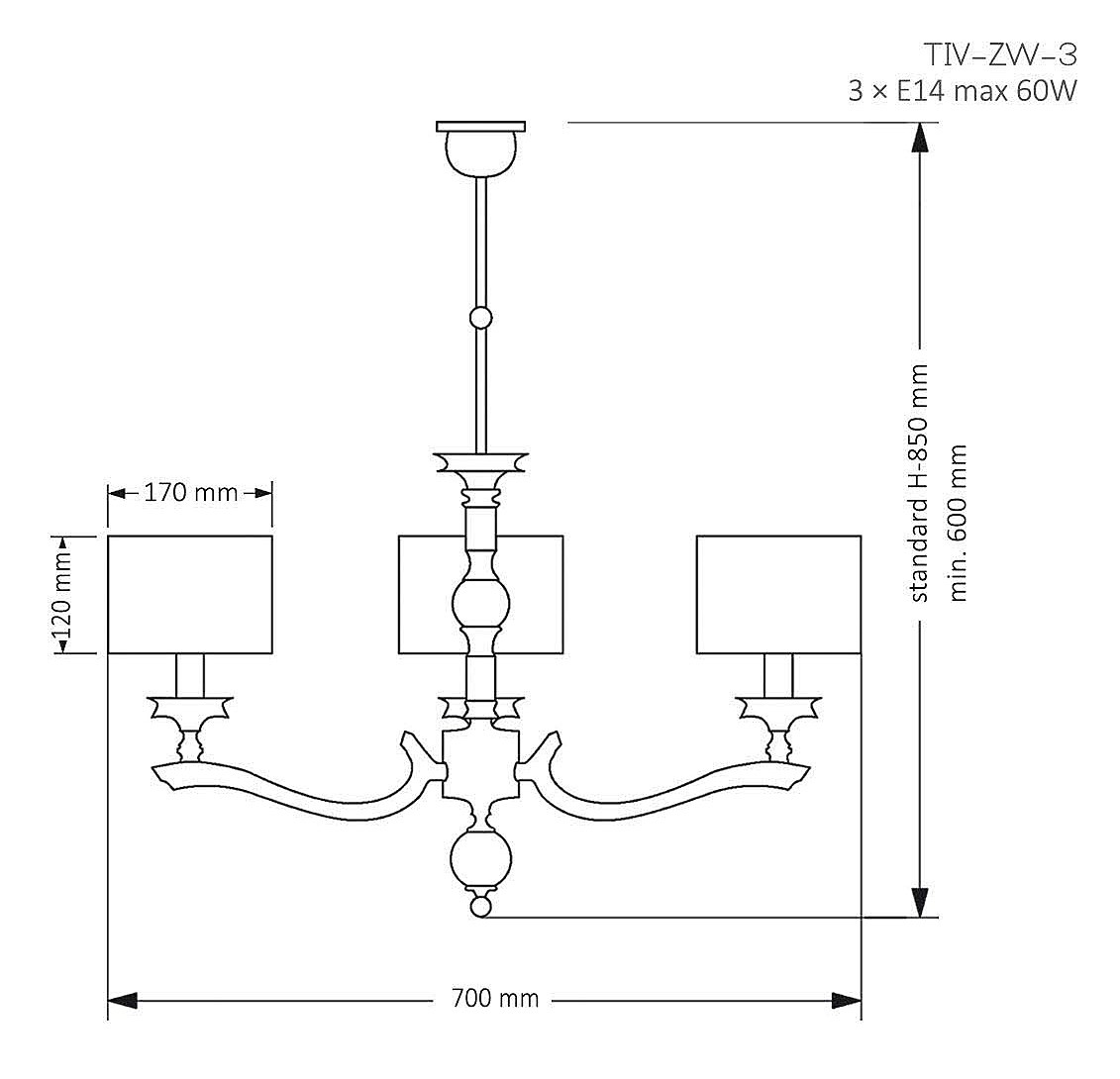 Потолочная люстра Kutek Tivoli TIV-ZW-3(N)