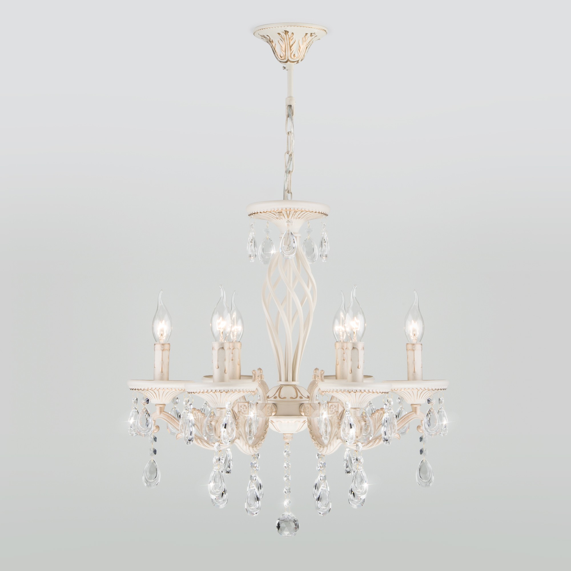 Подвесная люстра Eurosvet Lia 3585/6 белый/прозрачный хрусталь Strotskis