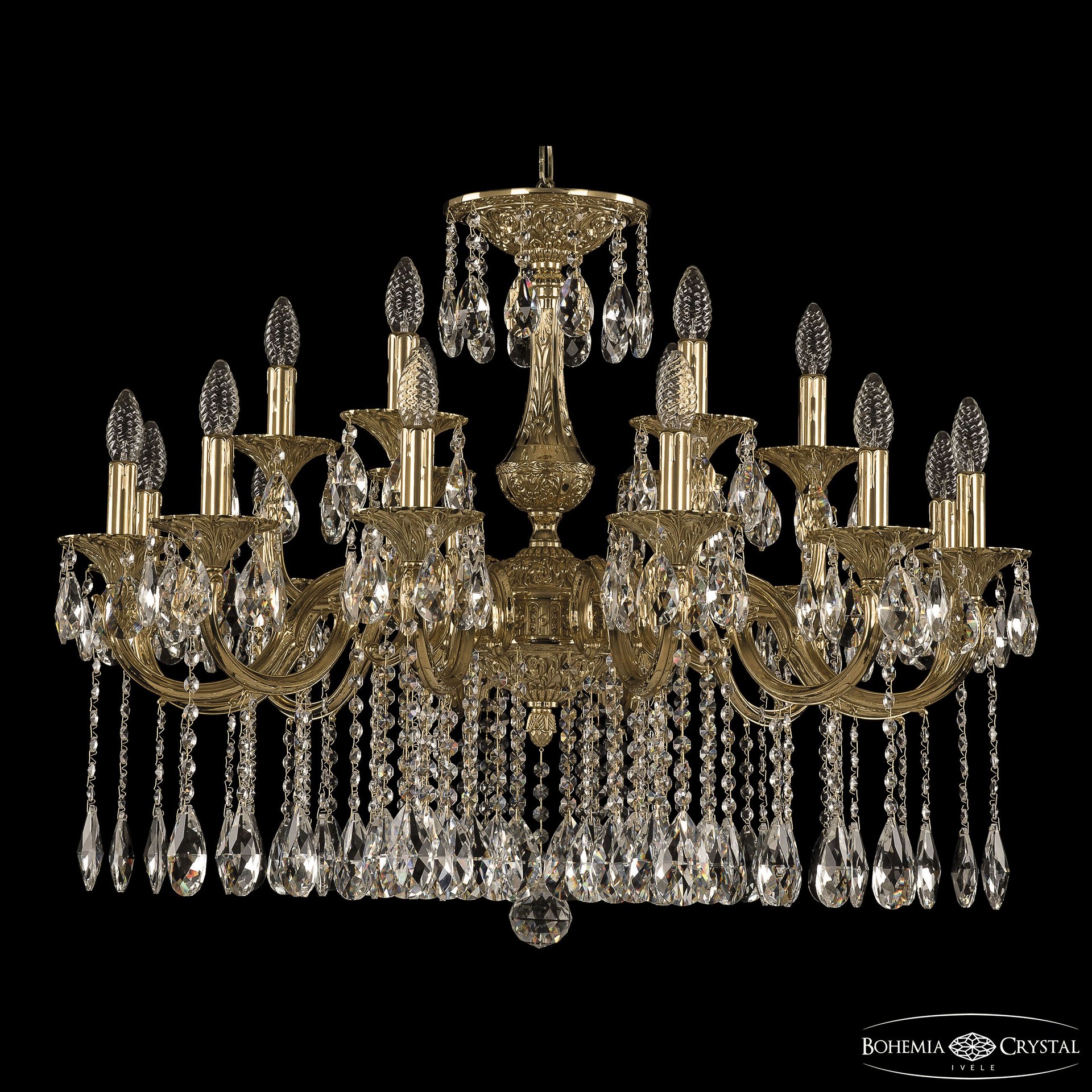 Подвесная хрустальная люстра 7201 Bohemia 72101/12+6/300 A G