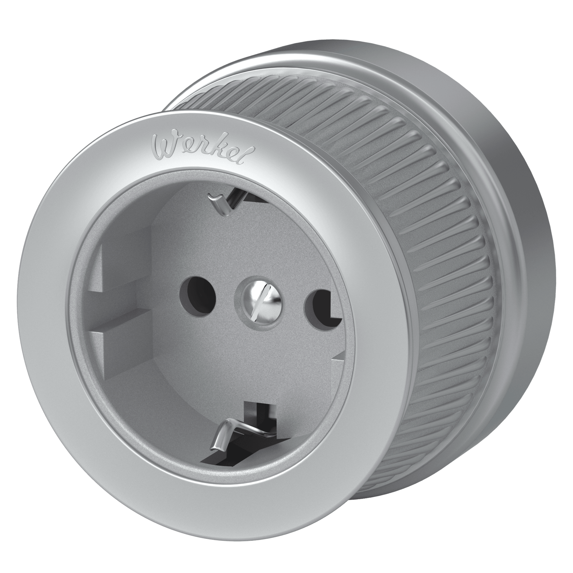 Werkel WL19-10-01/ Розетка с заземлением (Матовый хром) Ретро