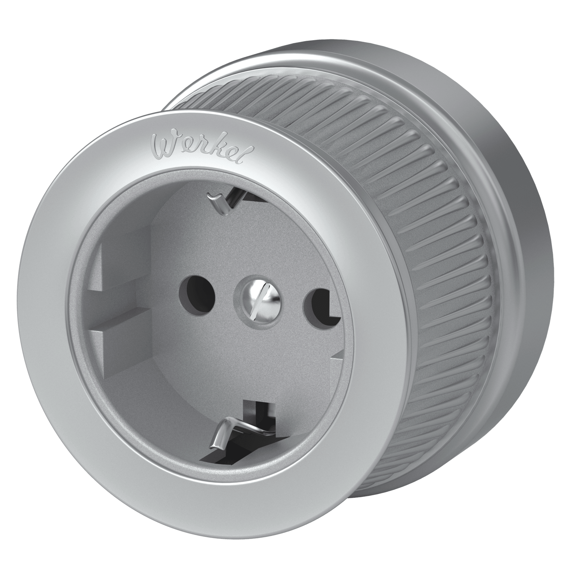 Werkel WL19-10-01/ Розетка с заземлением (Матовый хром) Ретро