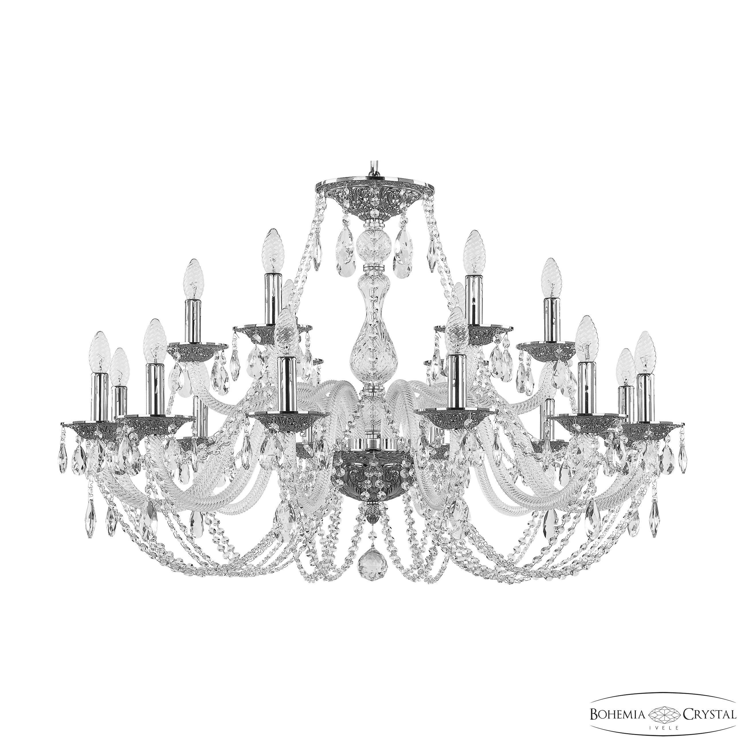 Подвесная хрустальная люстра 1601 Bohemia 1601/12+6/360 Ni