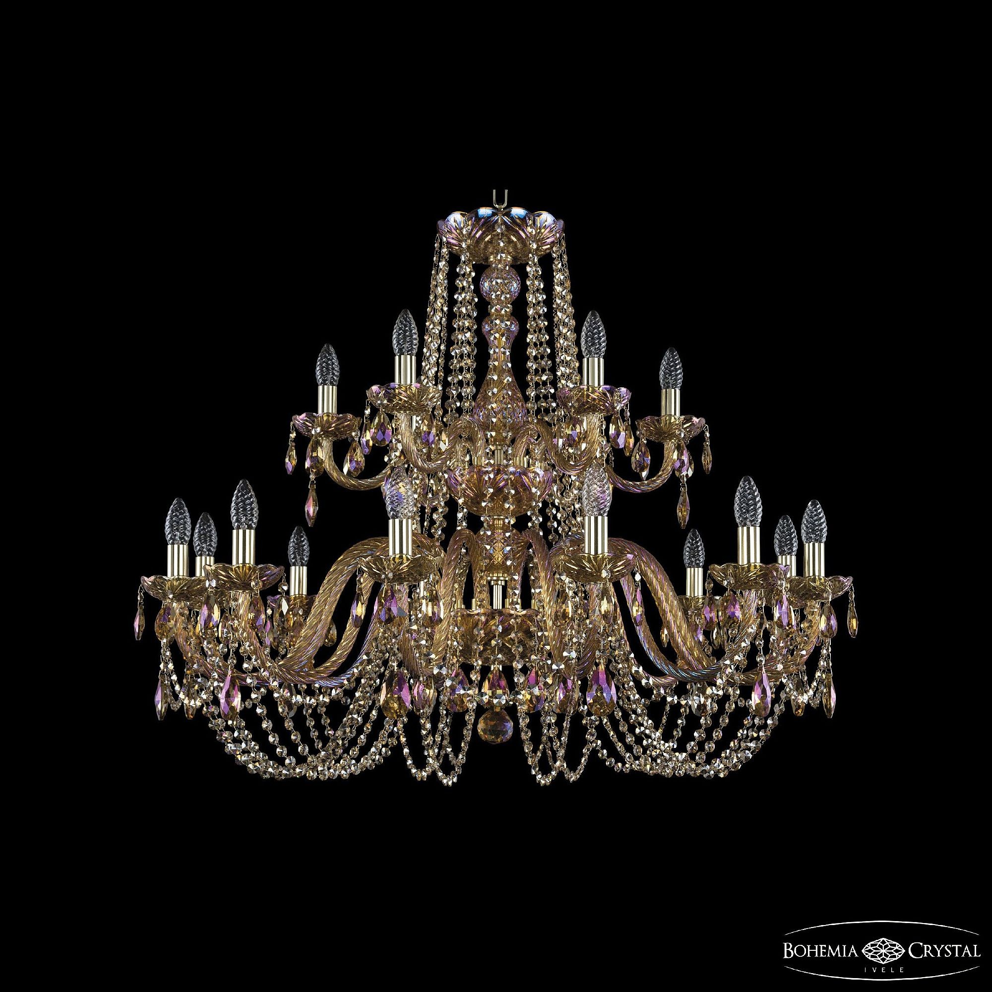 Подвесная хрустальная люстра 1402 Bohemia 1402/12+6/360/2d G M777