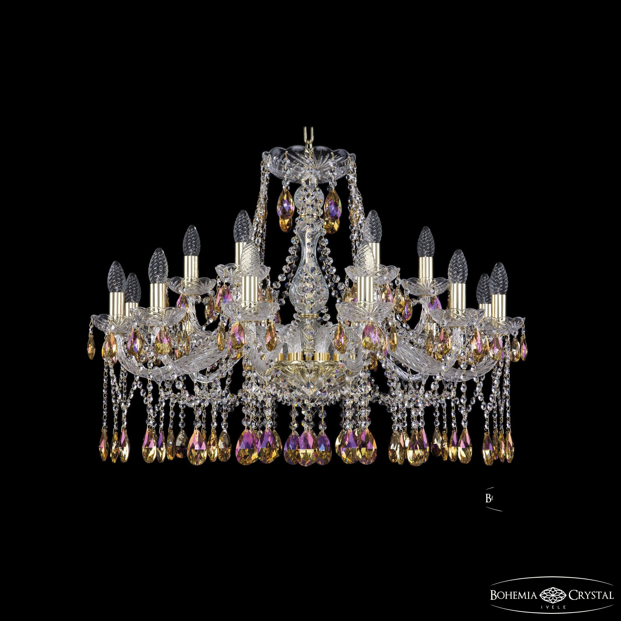 Подвесная хрустальная люстра 1413 Bohemia 1413/12+6/300 G R777