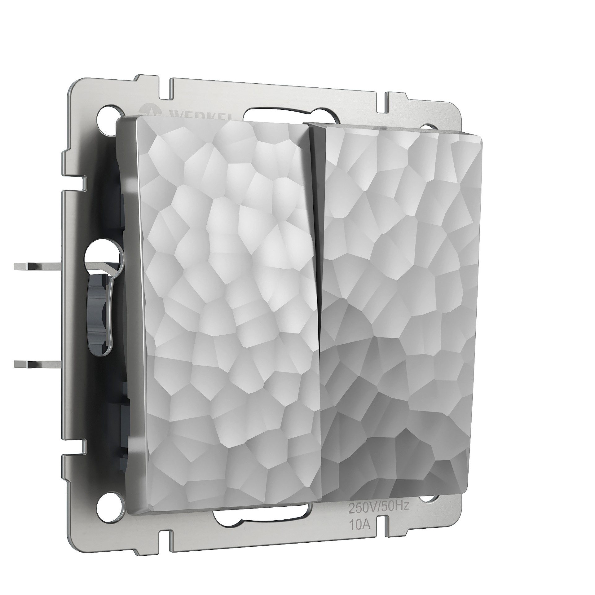 Выключатель Werkel Hammer W1220006/ Выключатель двухклавишный (серебряный)