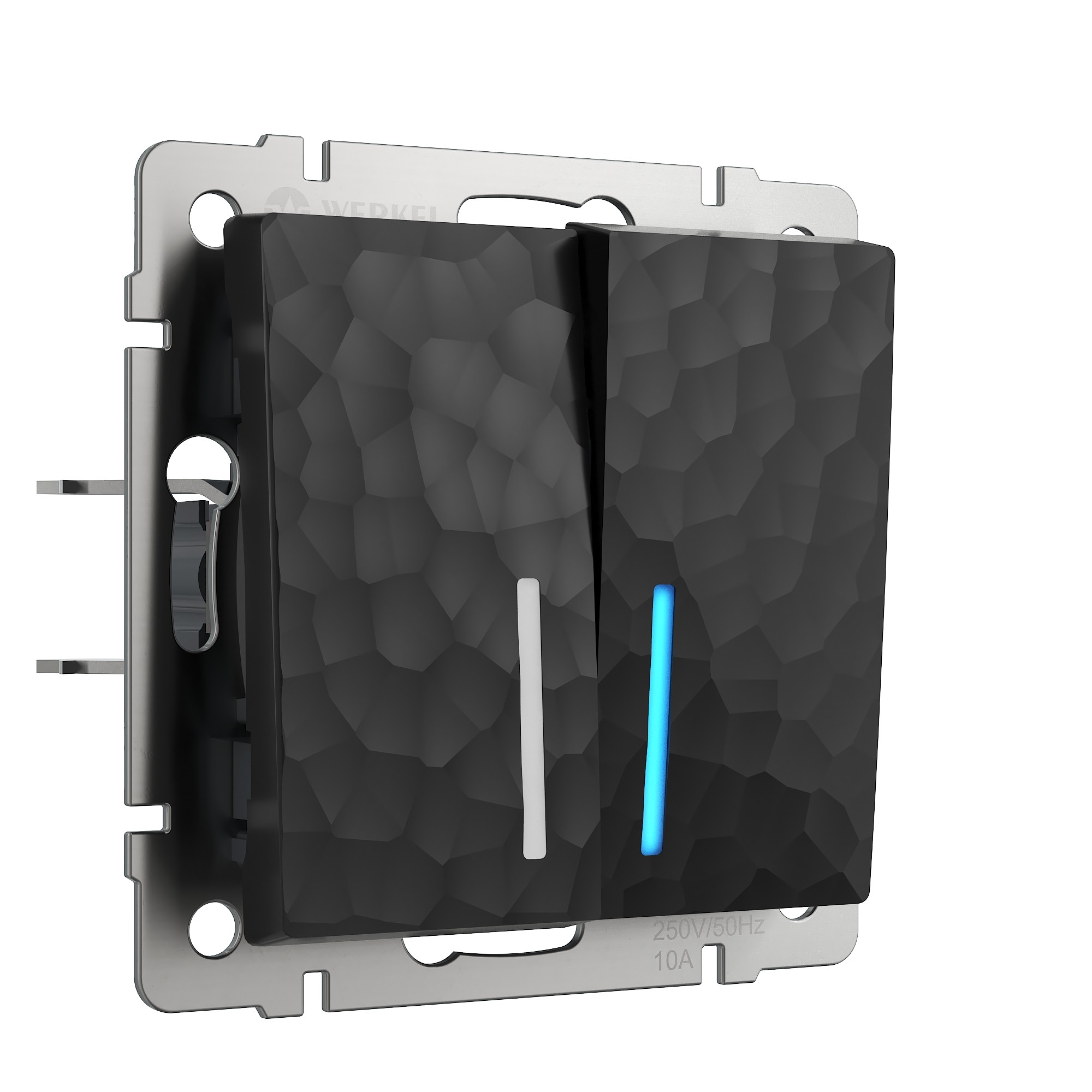 Выключатель Werkel Hammer W1220108/ Выключатель двухклавишный с подсветкой (черный)