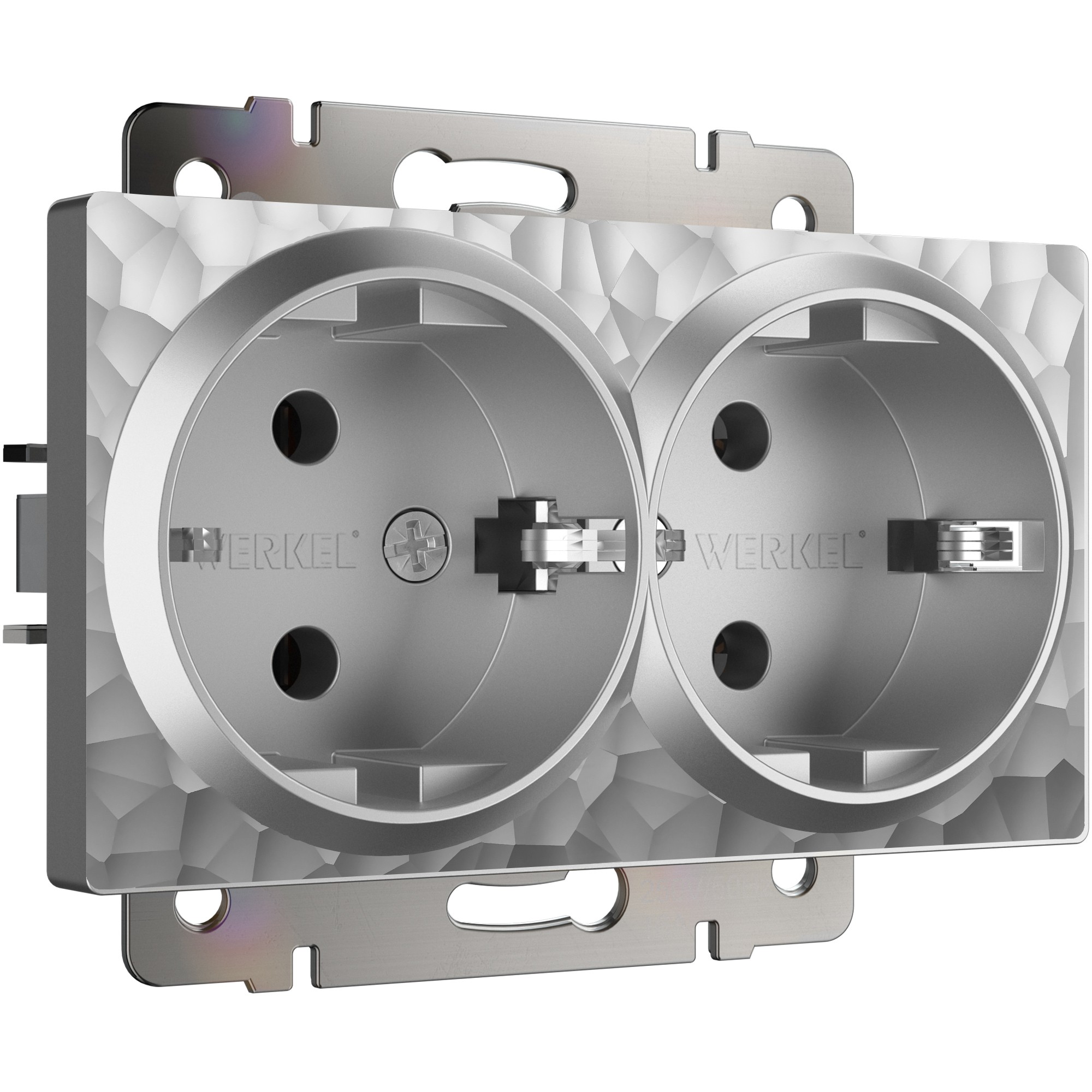 Розетка Werkel Hammer W1272006/ Розетка двойная с заземлением (серебряный)