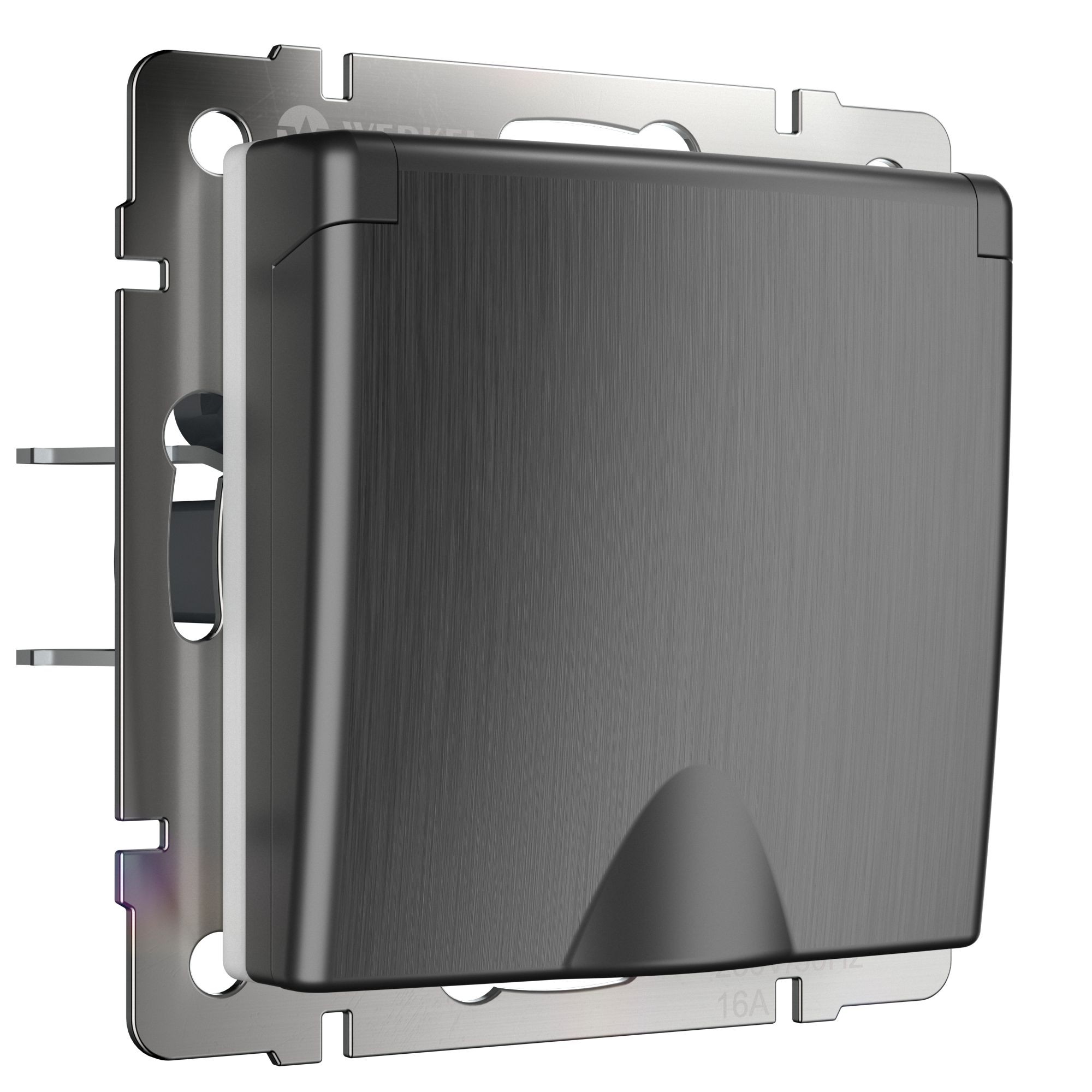 Розетка Werkel W1171204/ Розетка влагозащ. с зазем. с защит. крышкой и шторками (графит рифленый)