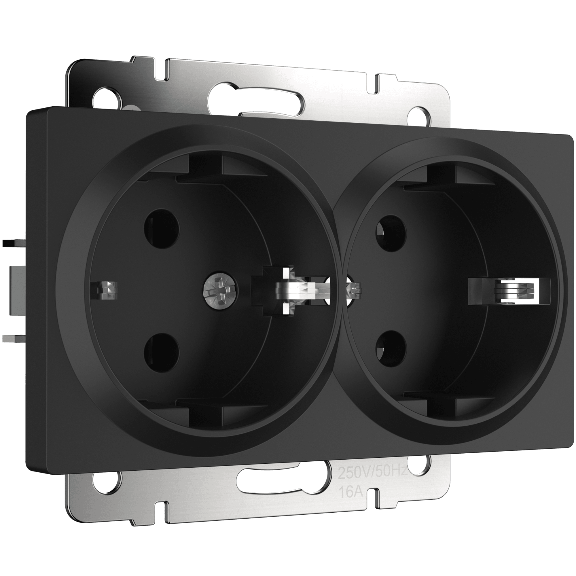 Розетка Werkel W1172008/ Розетка двойная с заземлением (черный матовый)