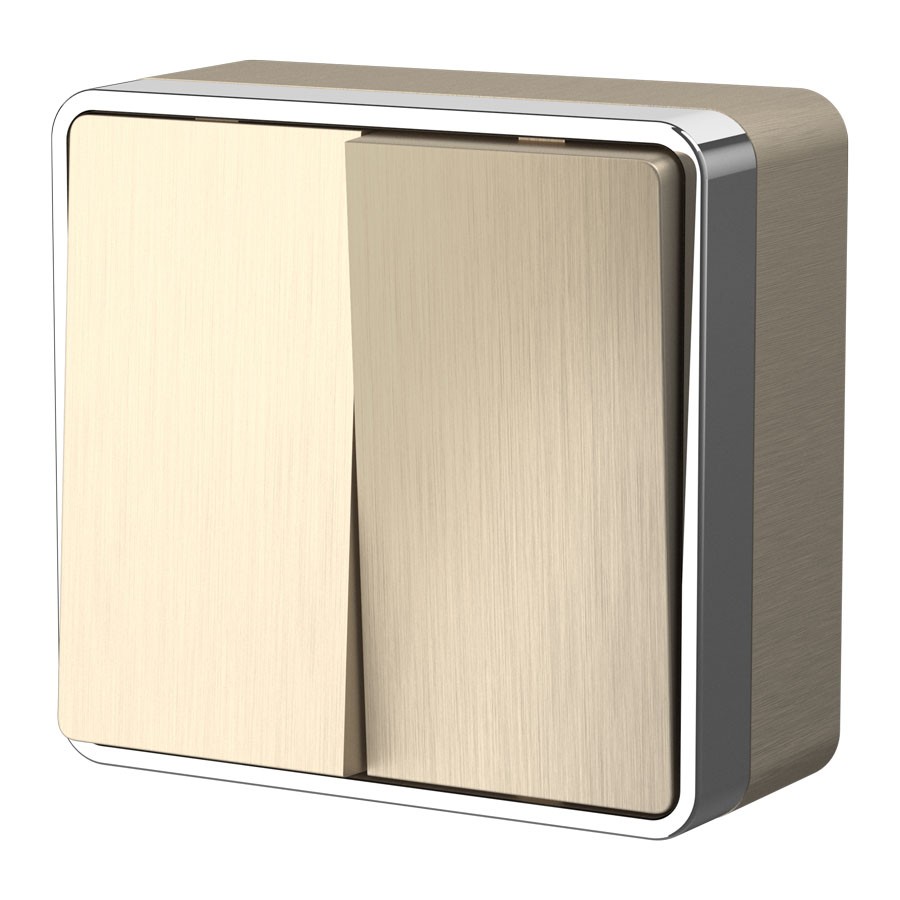 Выключатель Werkel W5020010/ Выключатель двухклавишный Gallant (шампань рифленый)